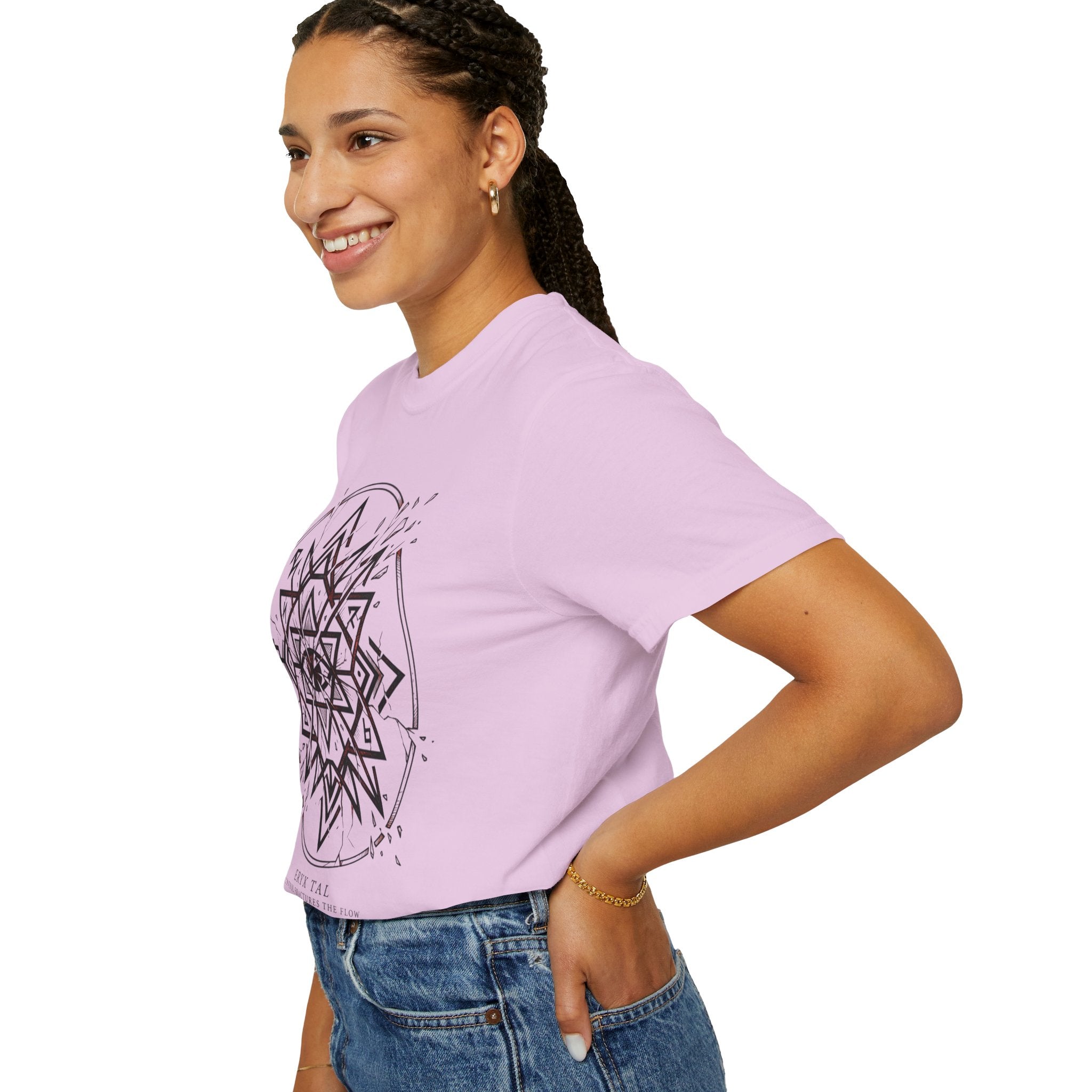Power Runs Black PRB Eryx Tal Geometric Mandala T-Shirt — Symmetric Star Graphic Tee by Power Runs Black