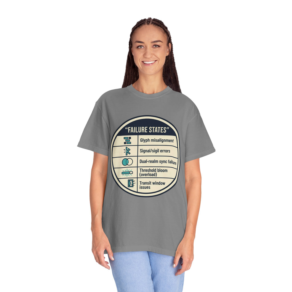 Power Runs Black PRB Failure States T-Shirt — Sci‑Fi Status Badge Graphic Tee by Power Runs Black