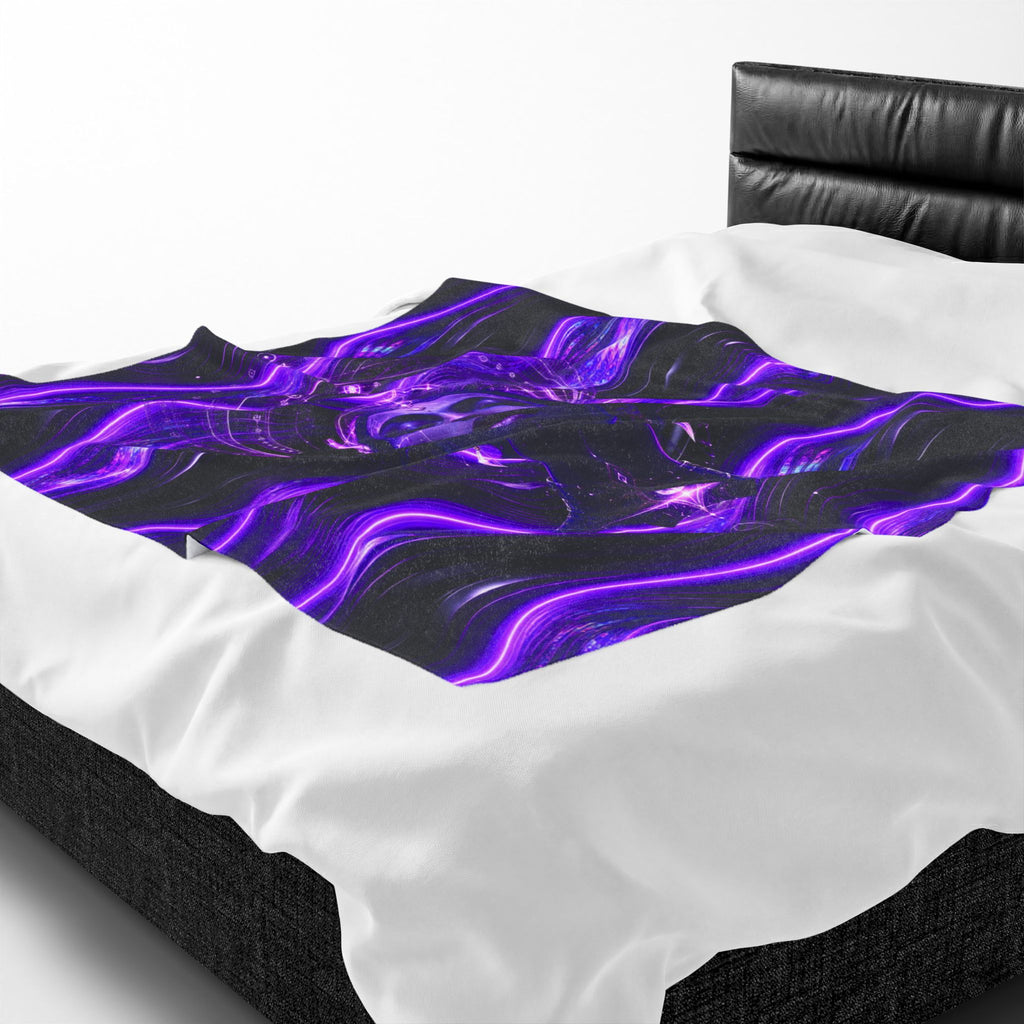 Power Runs Black Mystic Violet Aura Velveteen Plush Blanket by Power Runs Black