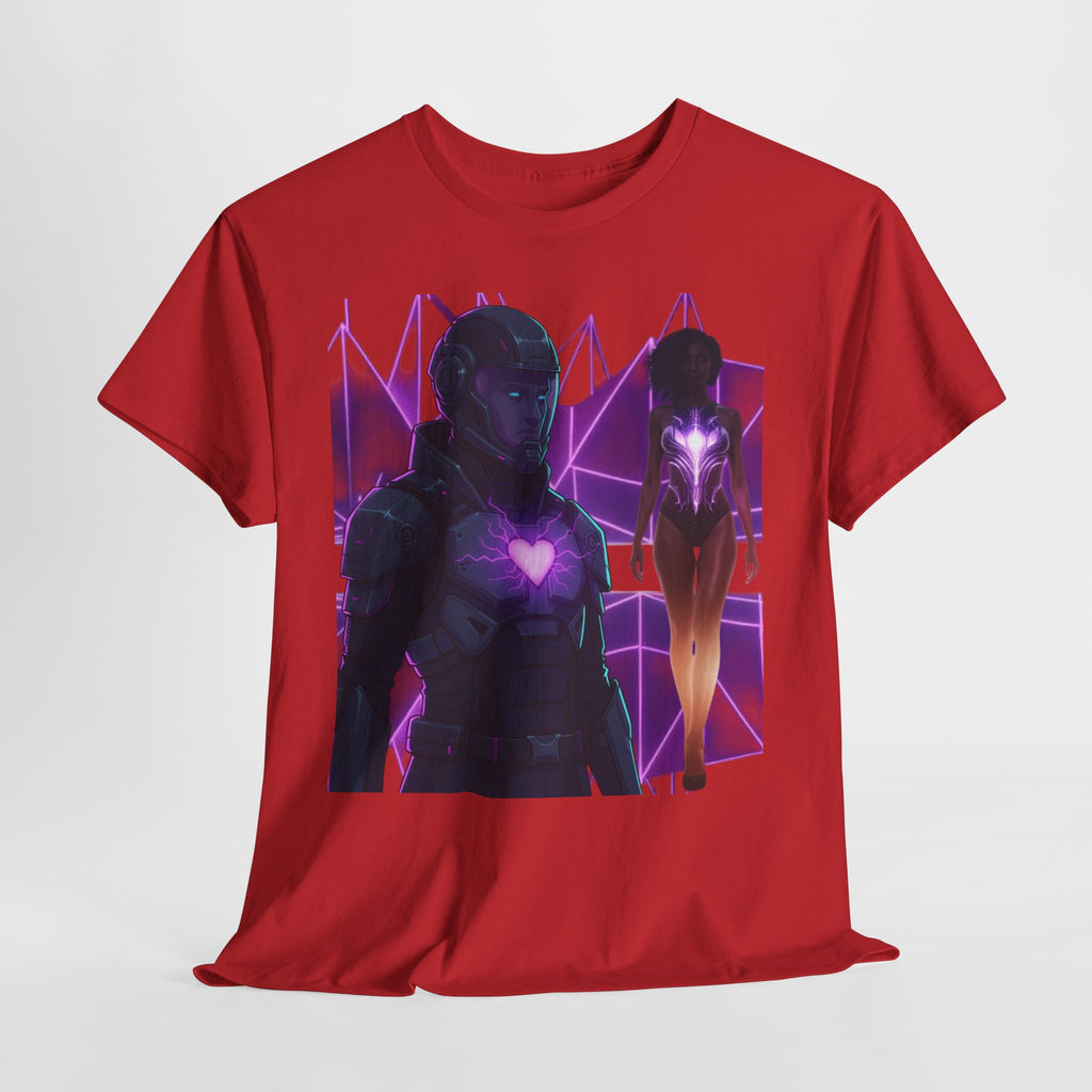 Power Run Black PRB Pretty Rich Bitch The Collection Purple Heart Cyberpunk Knight T-Shirt | Futuristic Armor Sci‑Fi Tee by Printify