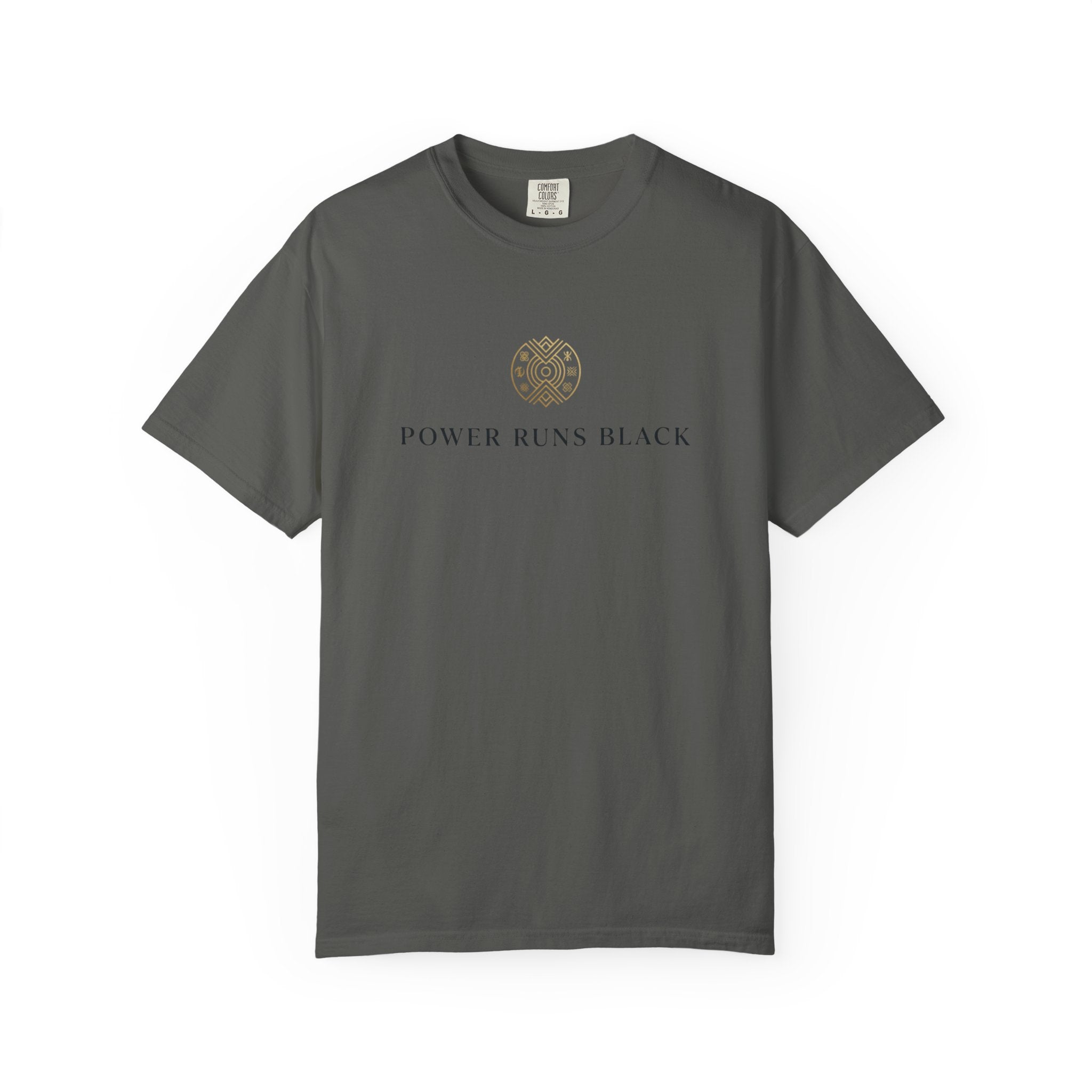 Power Runs Black PRB Graphic T-Shirt — Minimal Emblem Tee by Power Runs Black