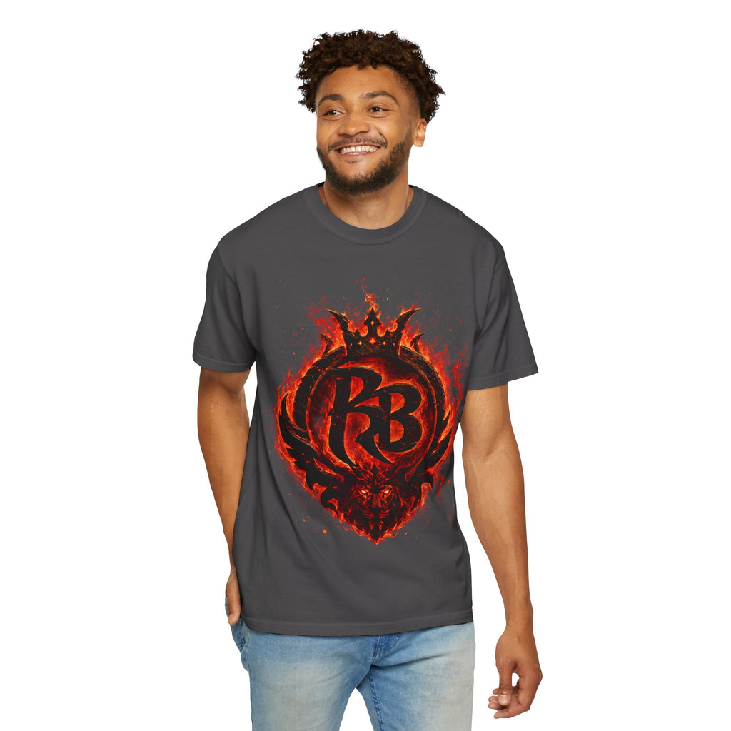 Power Runs Back PRB Flame Logo T-shirt | Fiery Emblem Tee, Grunge Rock Chic by Power Runs Black