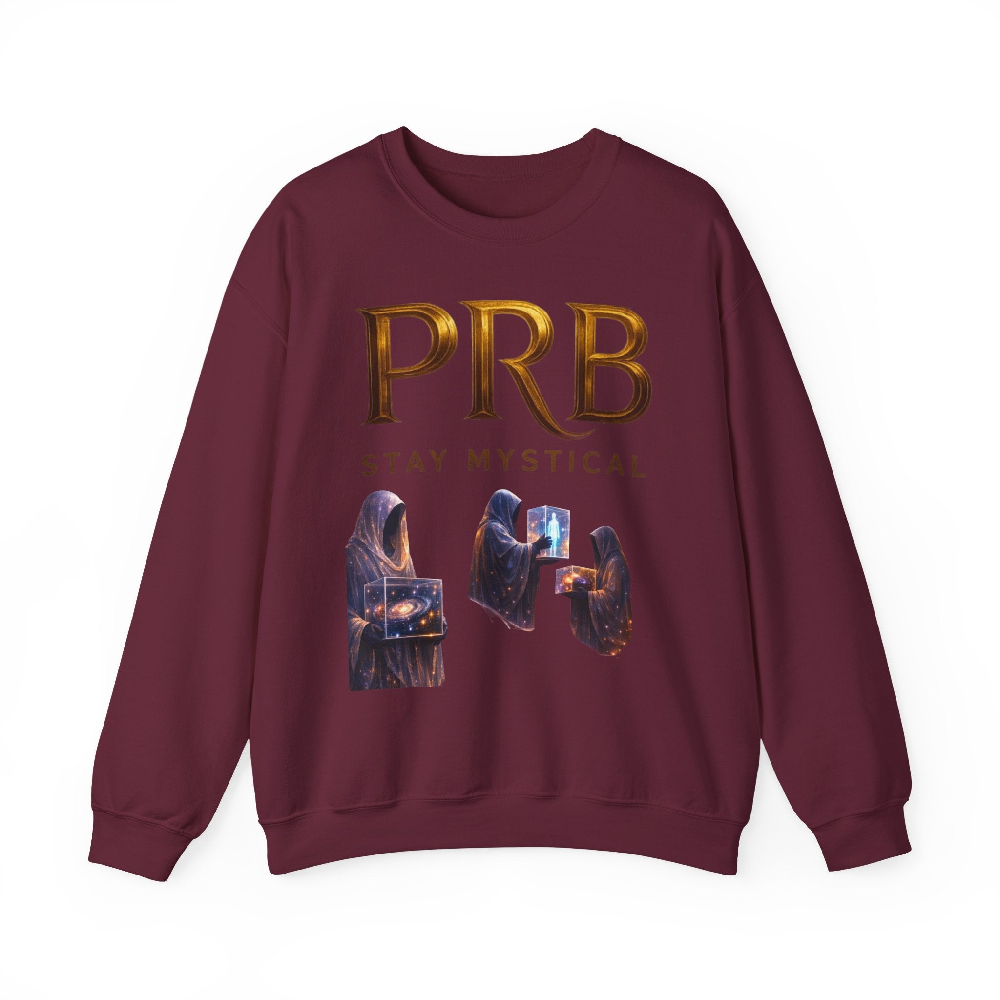 PRB Mystic Library Crewneck Sweatshirt — Cosmic Wizardry Art by Power Runs Black