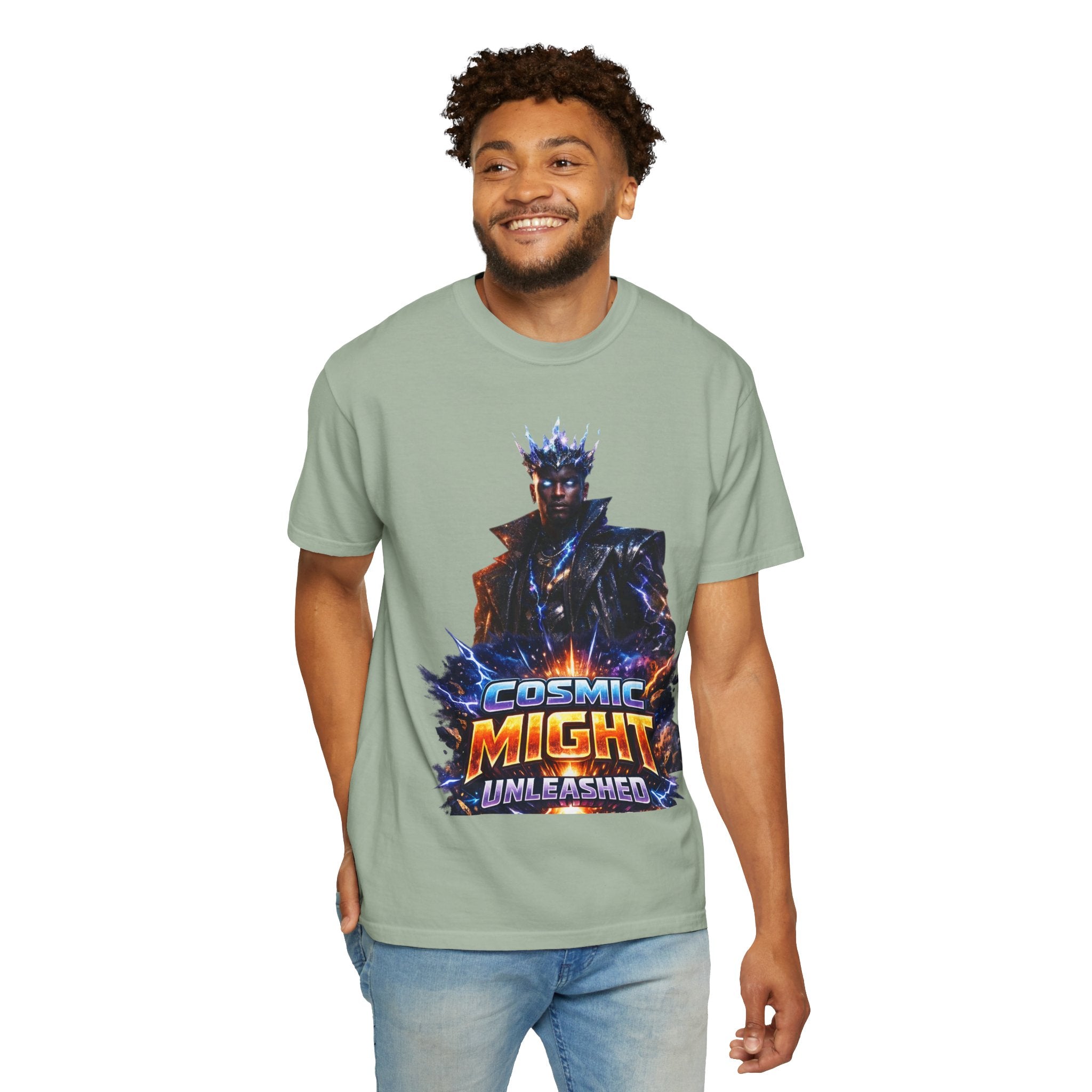 PRB Cosmic Might Unleashed T-shirt | Space Warrior Graphic Tee by Printify
