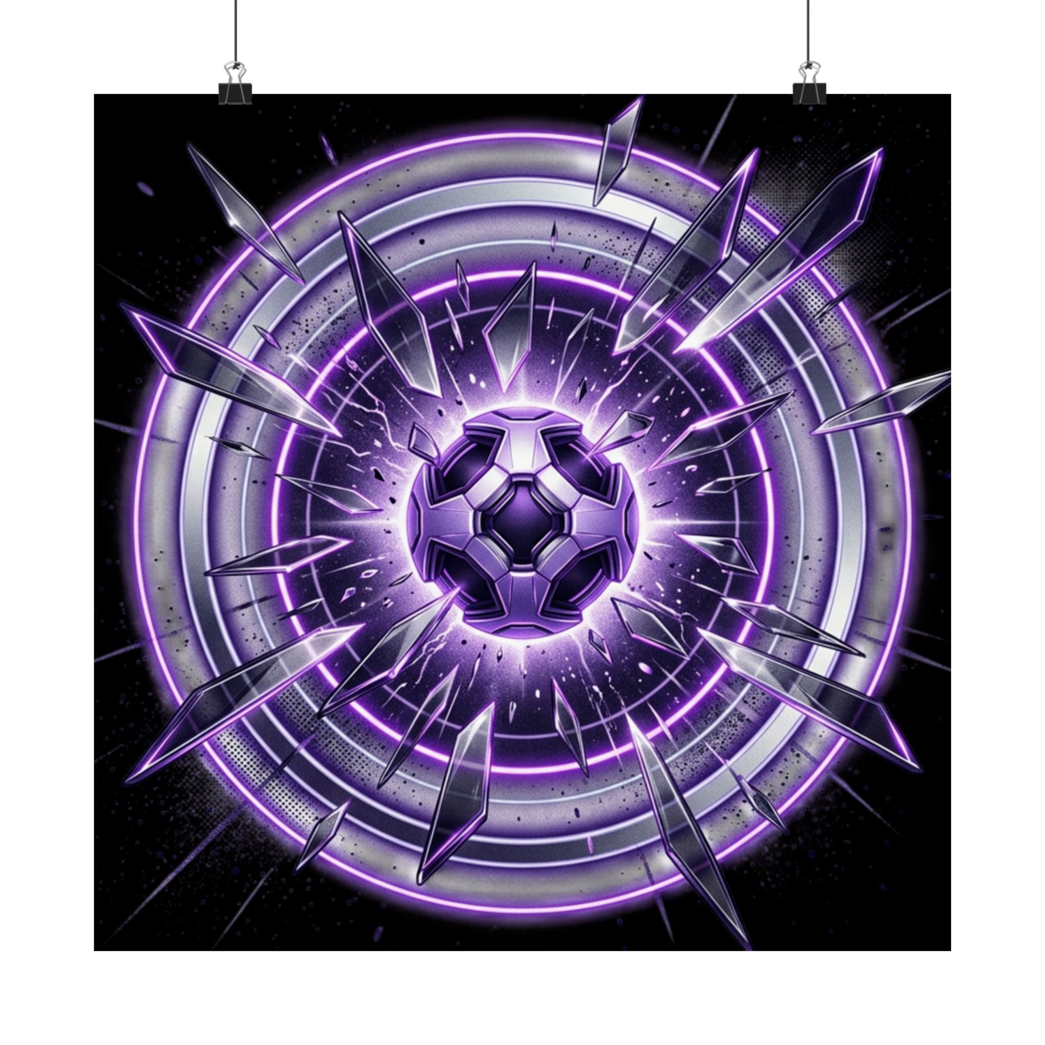 Power Runs Black Purple Energy Shield Matte Poster by Power Runs Black