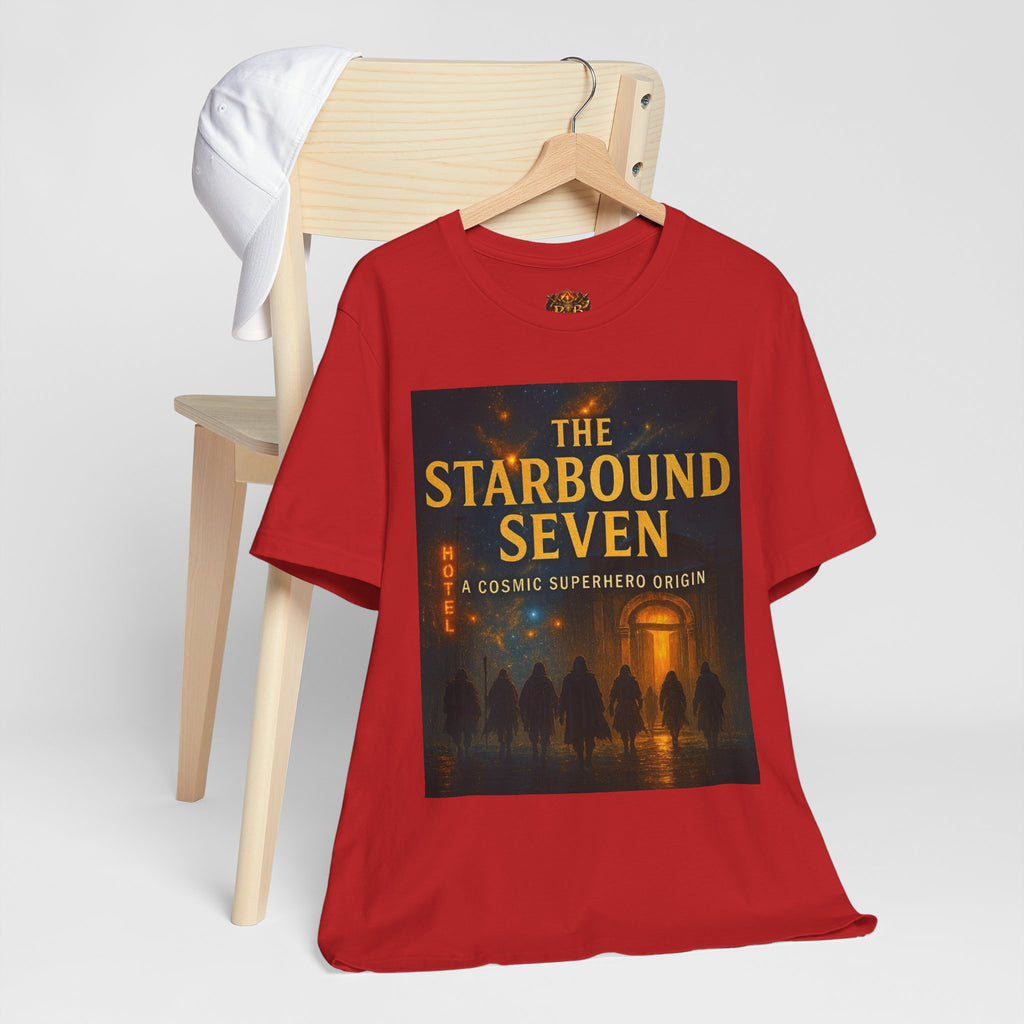 Power Runs Black PRB The Starbound Seven Tee – Retro Cosmic Superhero Poster Shirt by Power Runs Black
