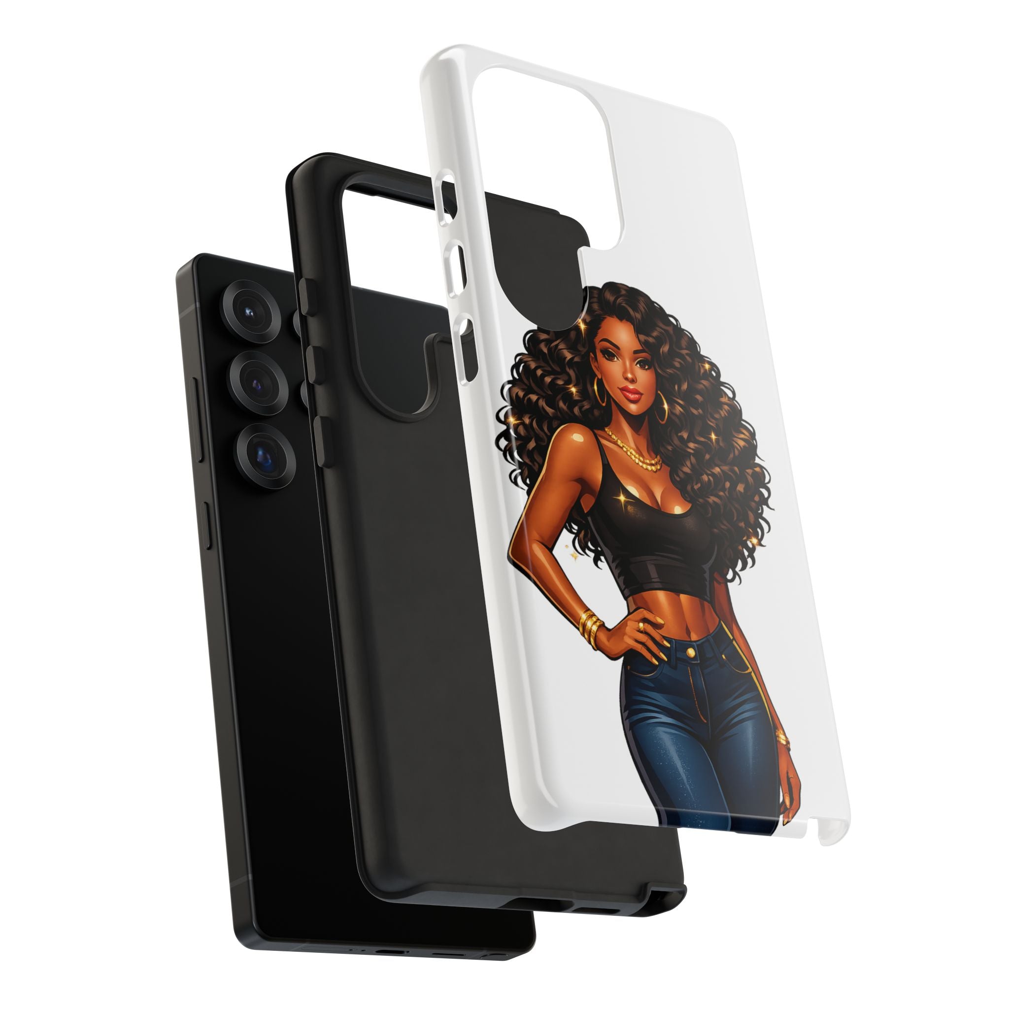 Pretty Rich Bitch by PRB Curly Hair Phone Case by Power Runs Black