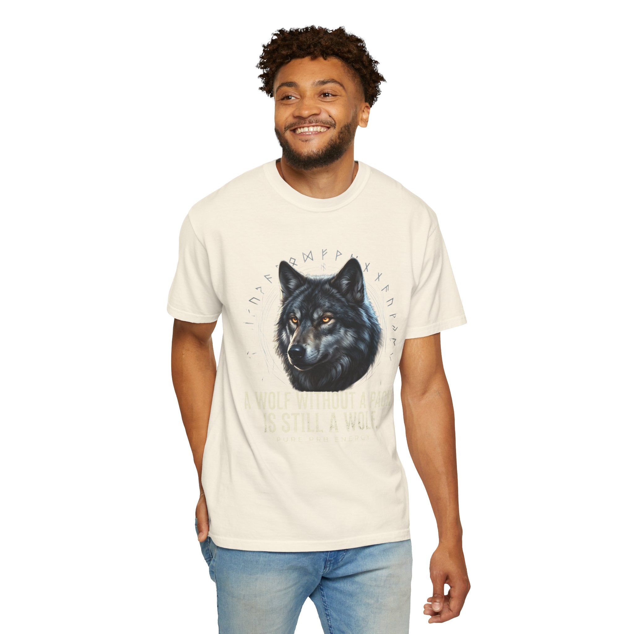 PRB Wolf Graphic T-Shirt — "A Wolf Without a Pack Is Still a Wolf" Inspirational Tee by Printify