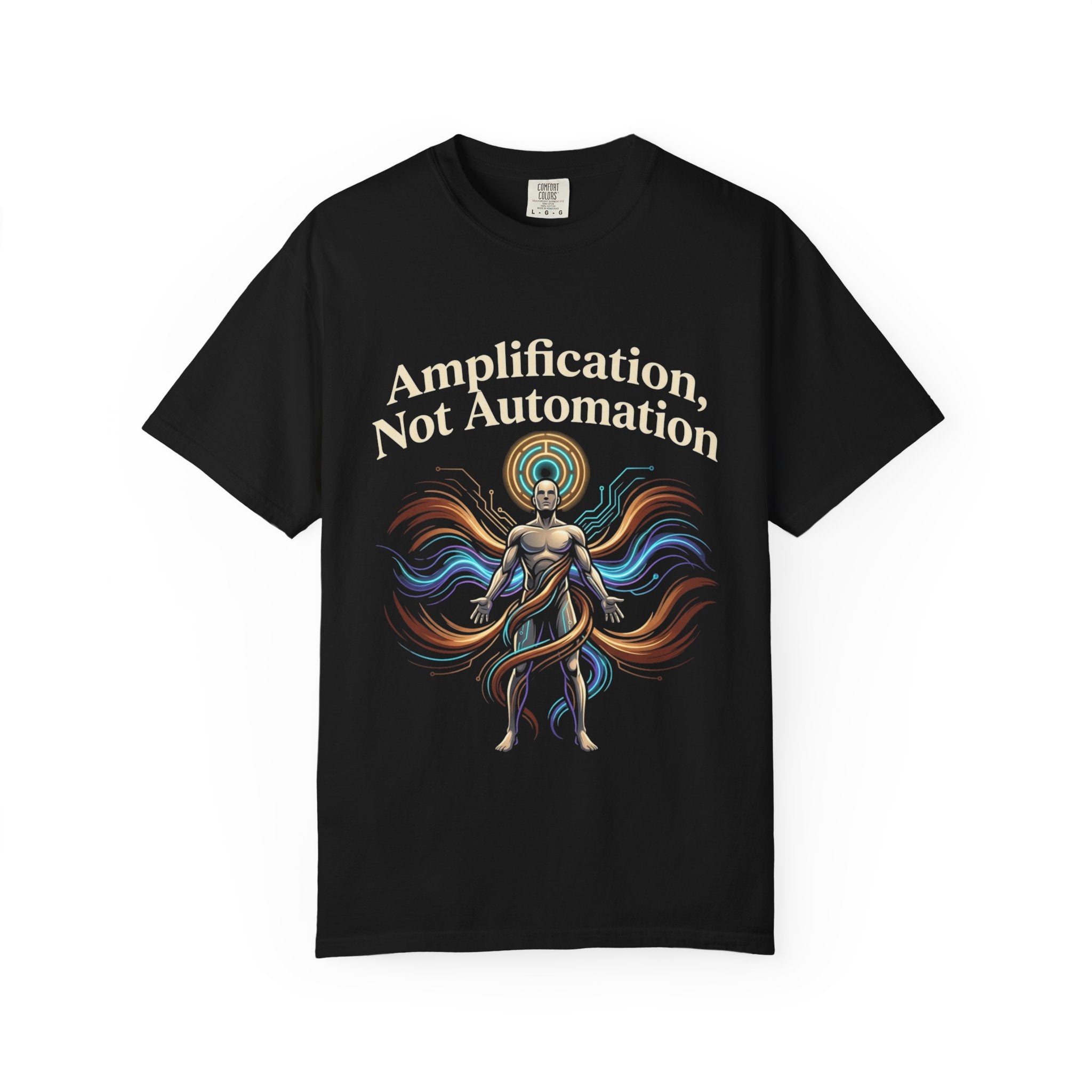 Printify PRB Amplification Not Automation T-Shirt — Abstract Divine Radiance Graphic Tee - T-Shirt