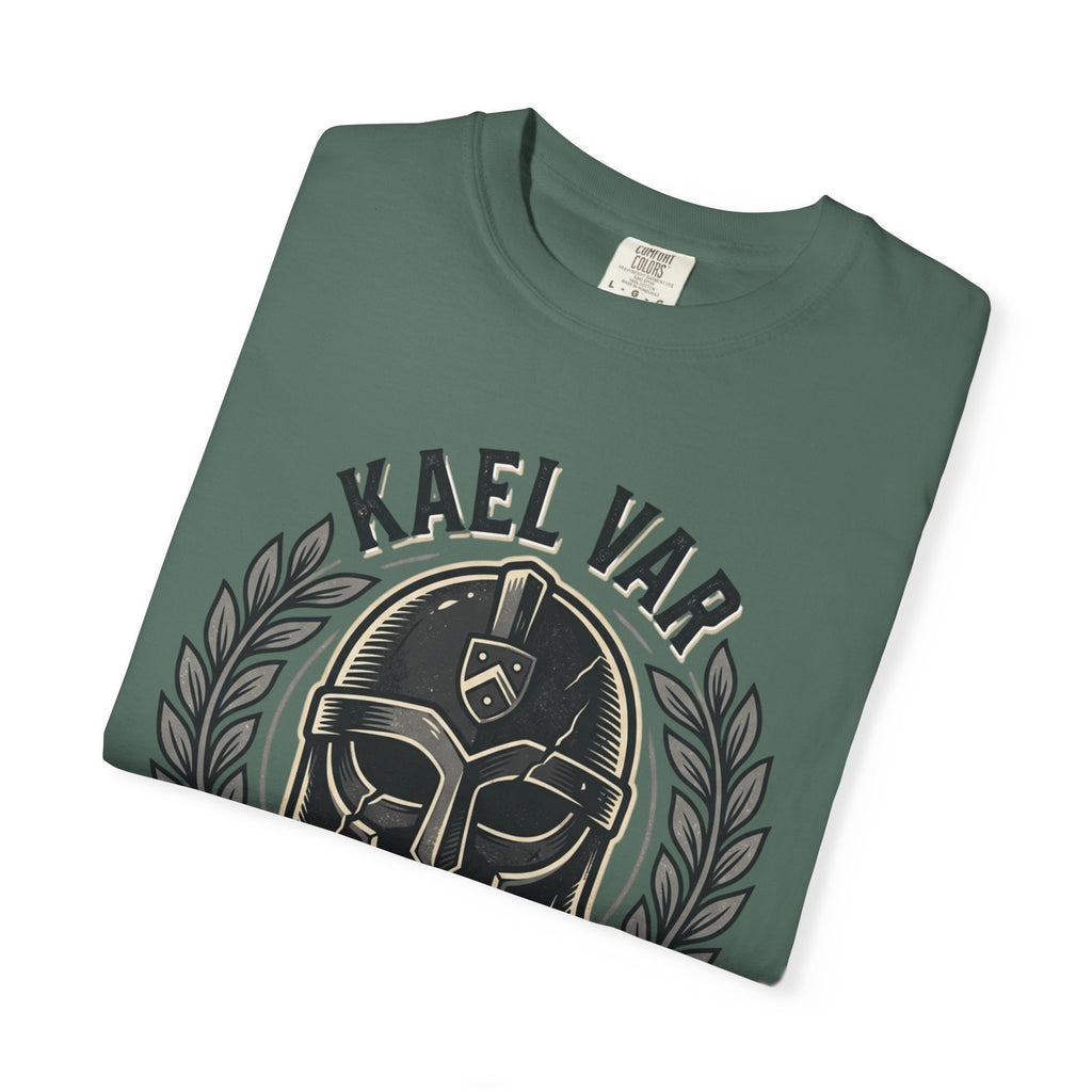 Power Runs Black PRB Kael Var Helmet Graphic T-Shirt — "Protection Hardens Form" Warrior Tee by Power Runs Black