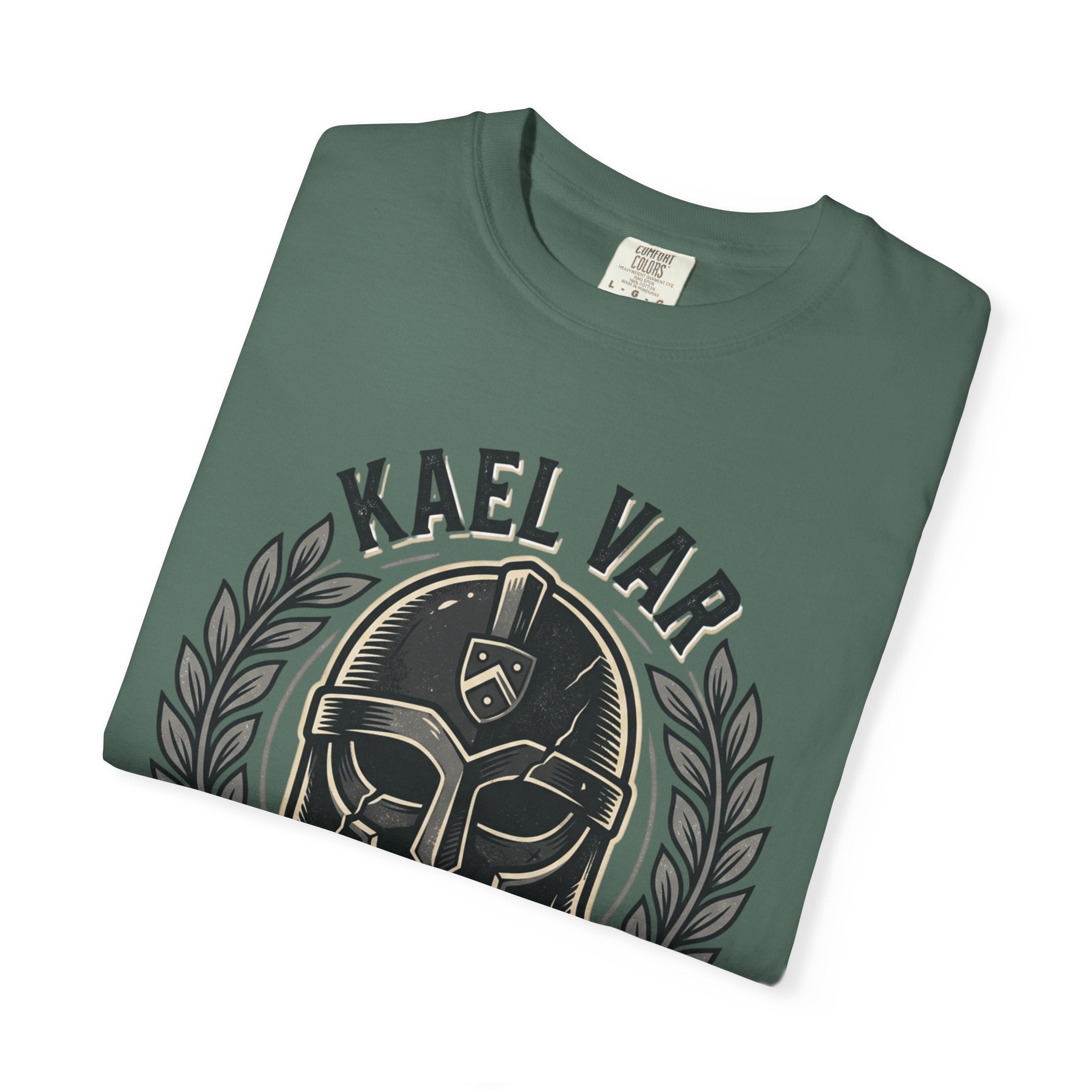 Power Runs Black PRB Kael Var Helmet Graphic T-Shirt — "Protection Hardens Form" Warrior Tee by Printify