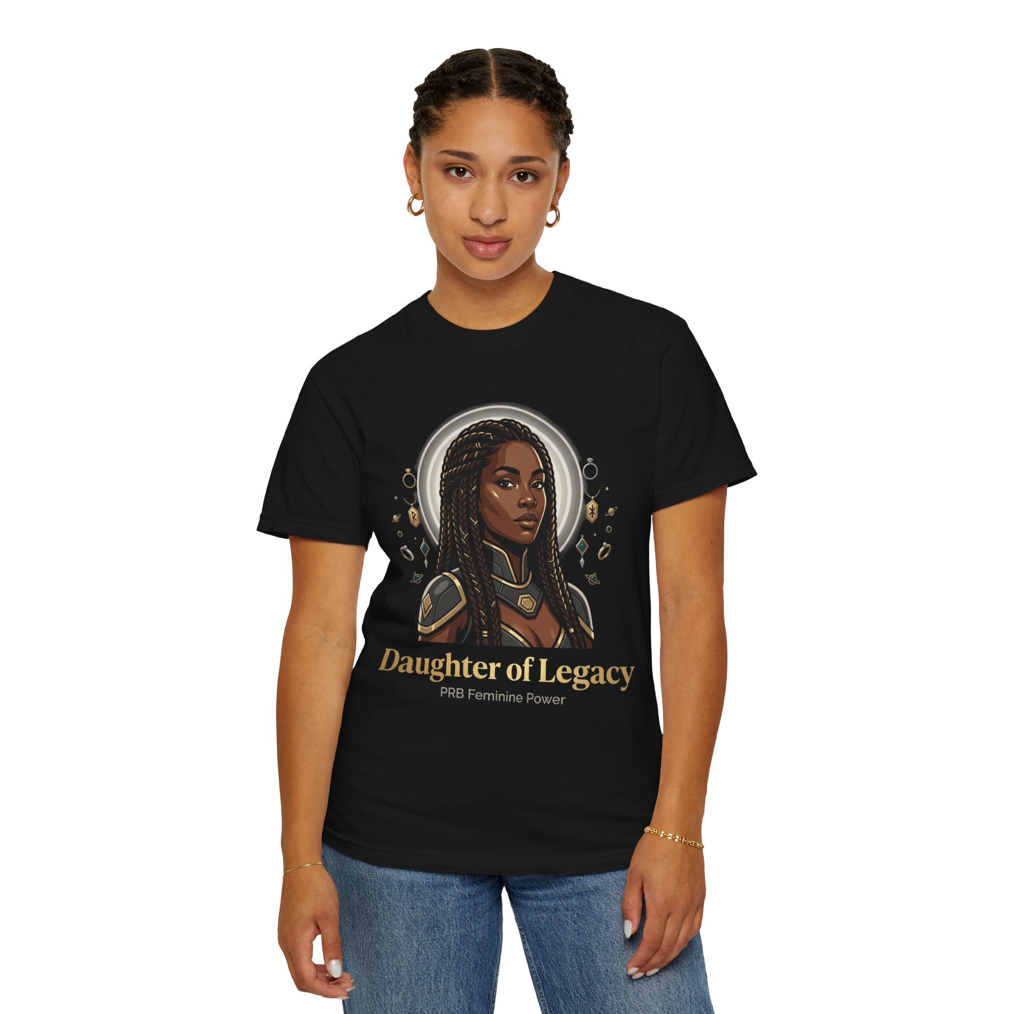PRB Daughter of Legacy Graphic T-Shirt | Afrocentric Heroine Portrait Tee by Printify