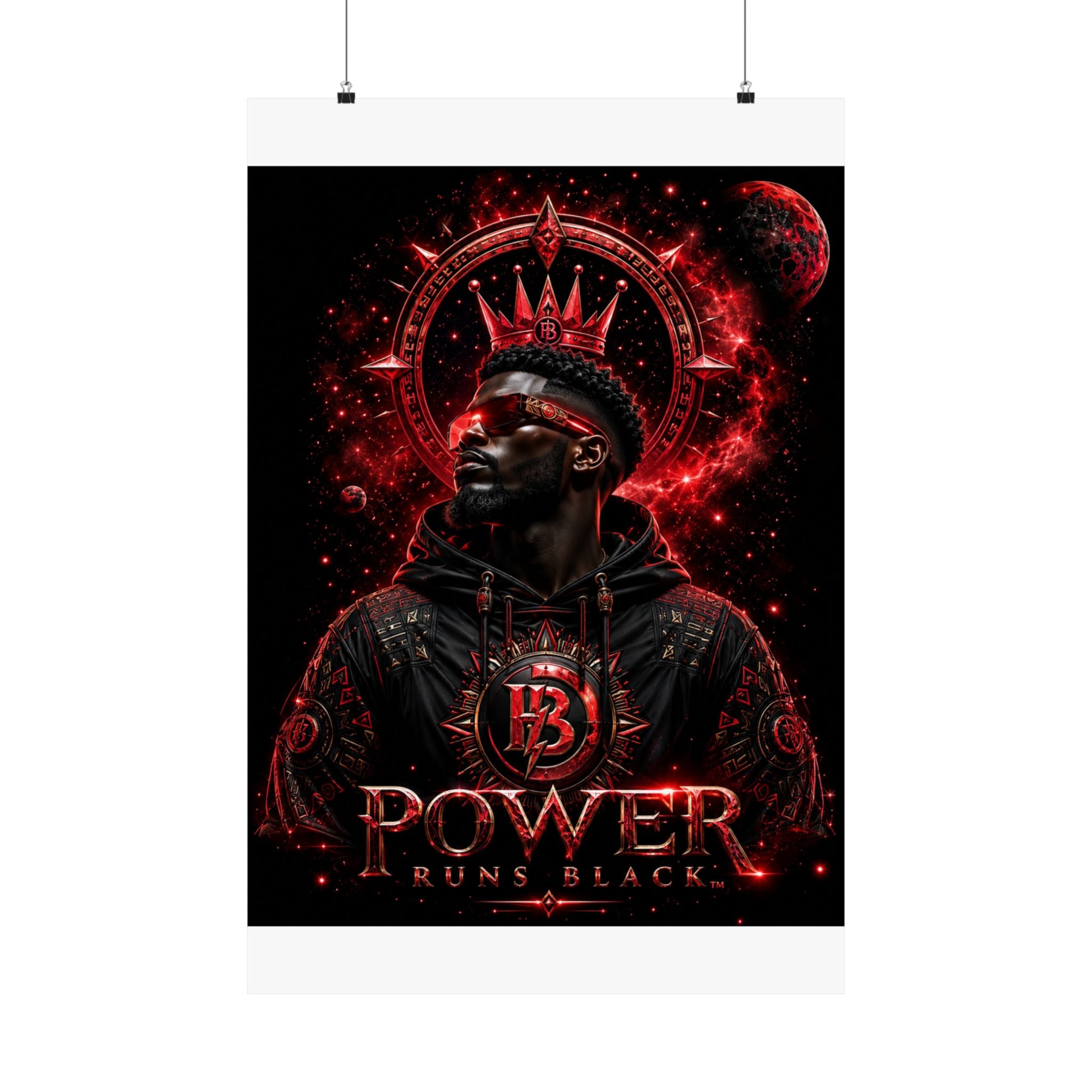 Power Runs Black Matte Poster — Afrocentric King Portrait (Vertical) by Power Runs Black