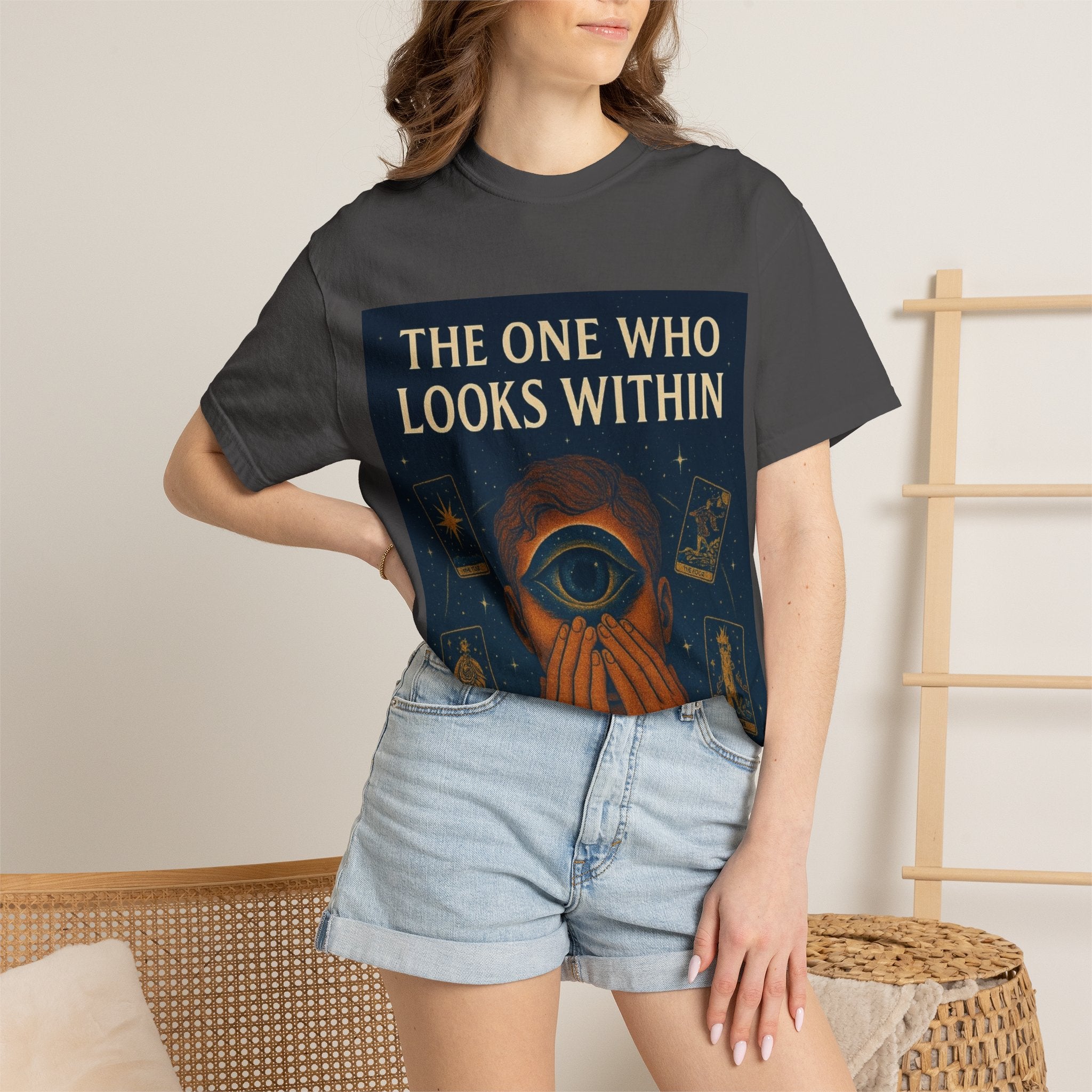 PRB Tarot Eye T-Shirt — "The One Who Looks Within" Mystical Graphic Tee by Power Runs Black