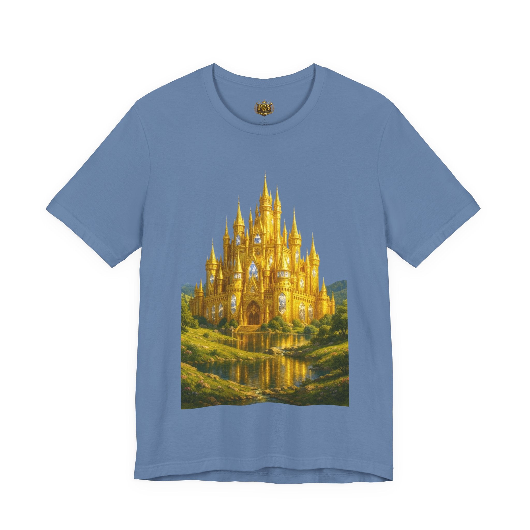 PRB Golden Fantasy Castle Tee | Magical Kingdom Illustration, Fairytale Scene by Power Runs Black