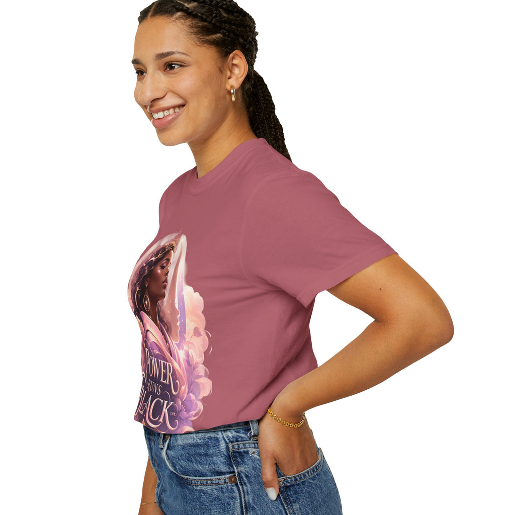 Power Runs Black graphic tee | Black woman portrait, Afro empowerment shirt by Power Runs Black