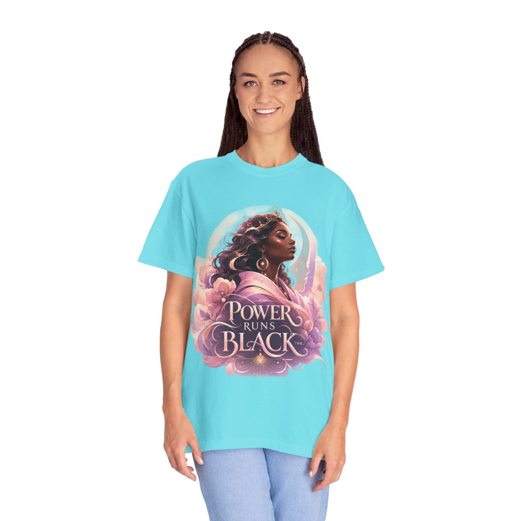 Power Runs Black graphic tee | Black woman portrait, Afro empowerment shirt by Power Runs Black