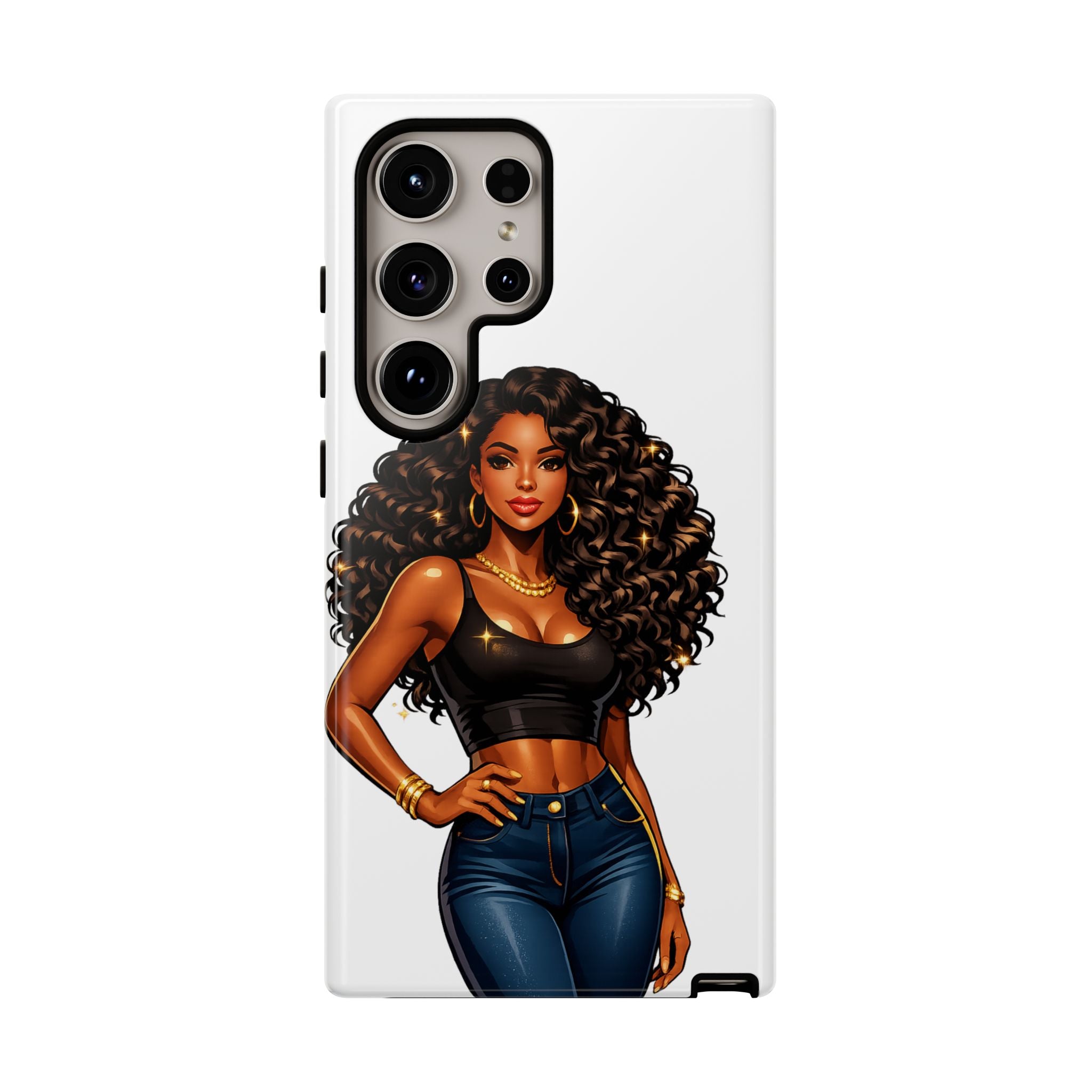 Pretty Rich Bitch by PRB Curly Hair Phone Case by Power Runs Black