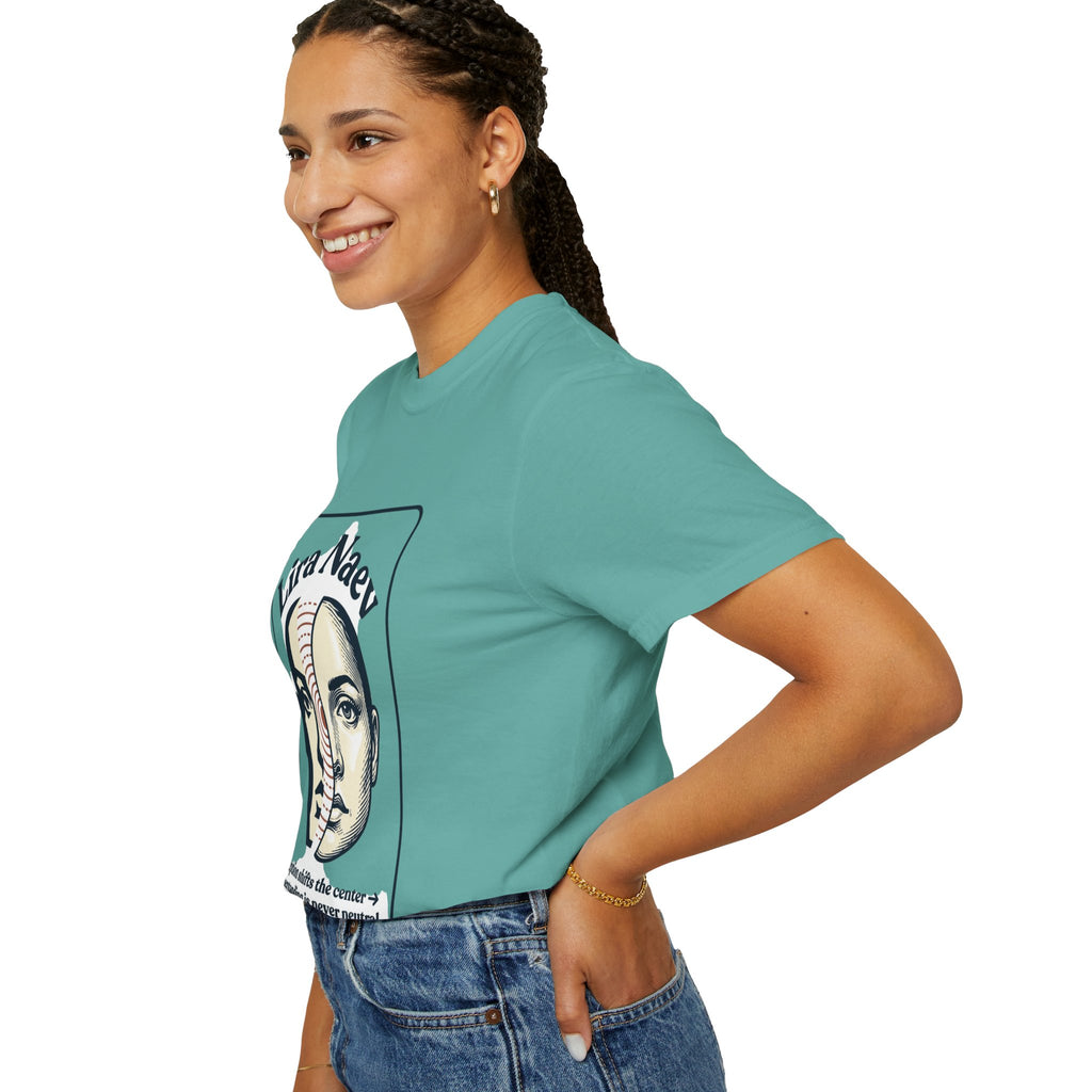 Power Runs Black PRB Lira Naev Split-Face Graphic T-Shirt — “Perception shifts the center” Statement Tee by Power Runs Black