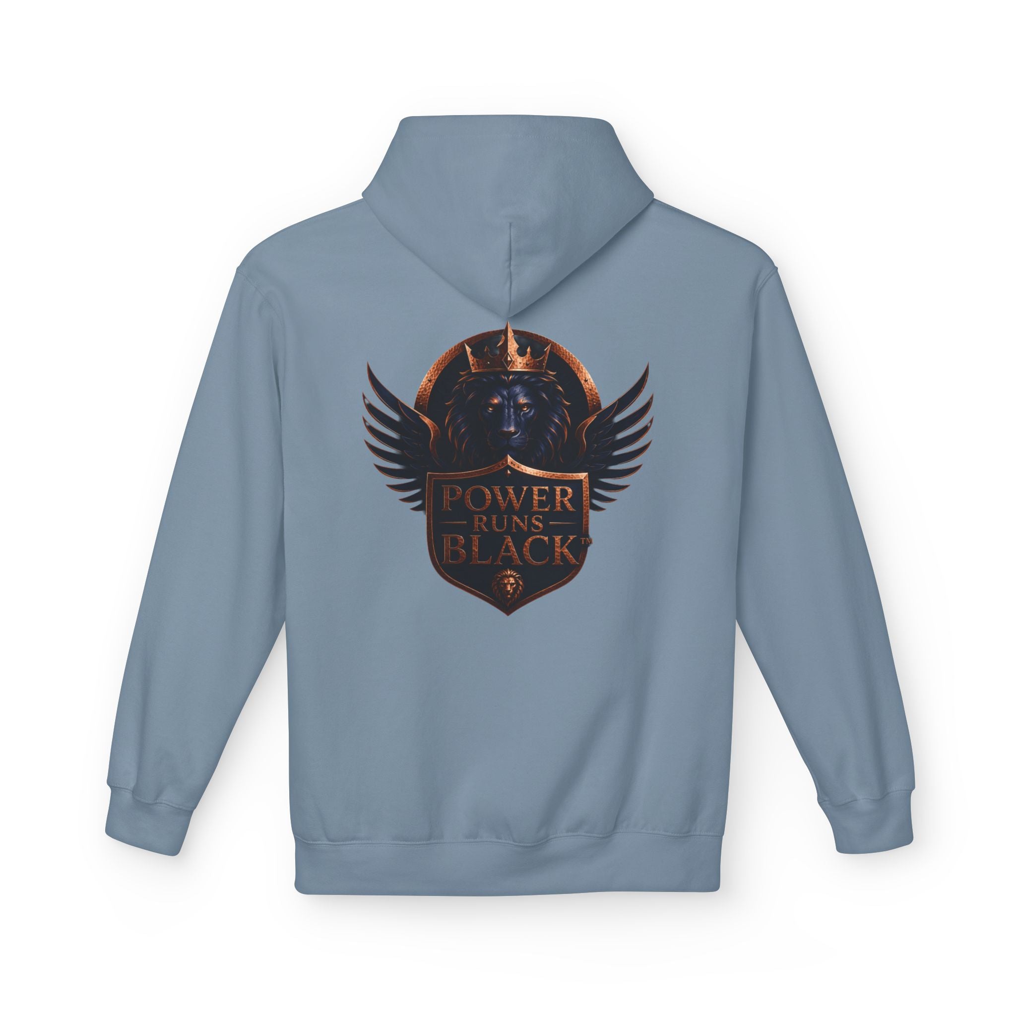 Power Runs Black crest hoodie | medieval shield with lions and wings by Power Runs Black