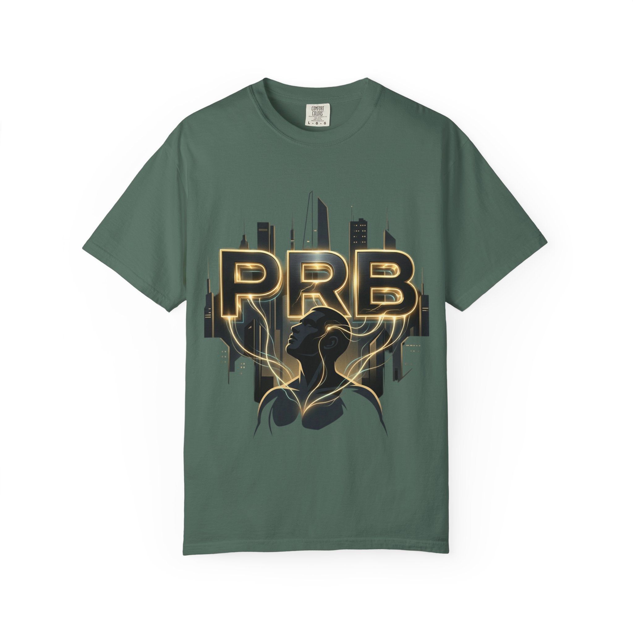 PRB Cityscape Graphic T-Shirt | Black & Gold Urban Streetwear Tee by Printify