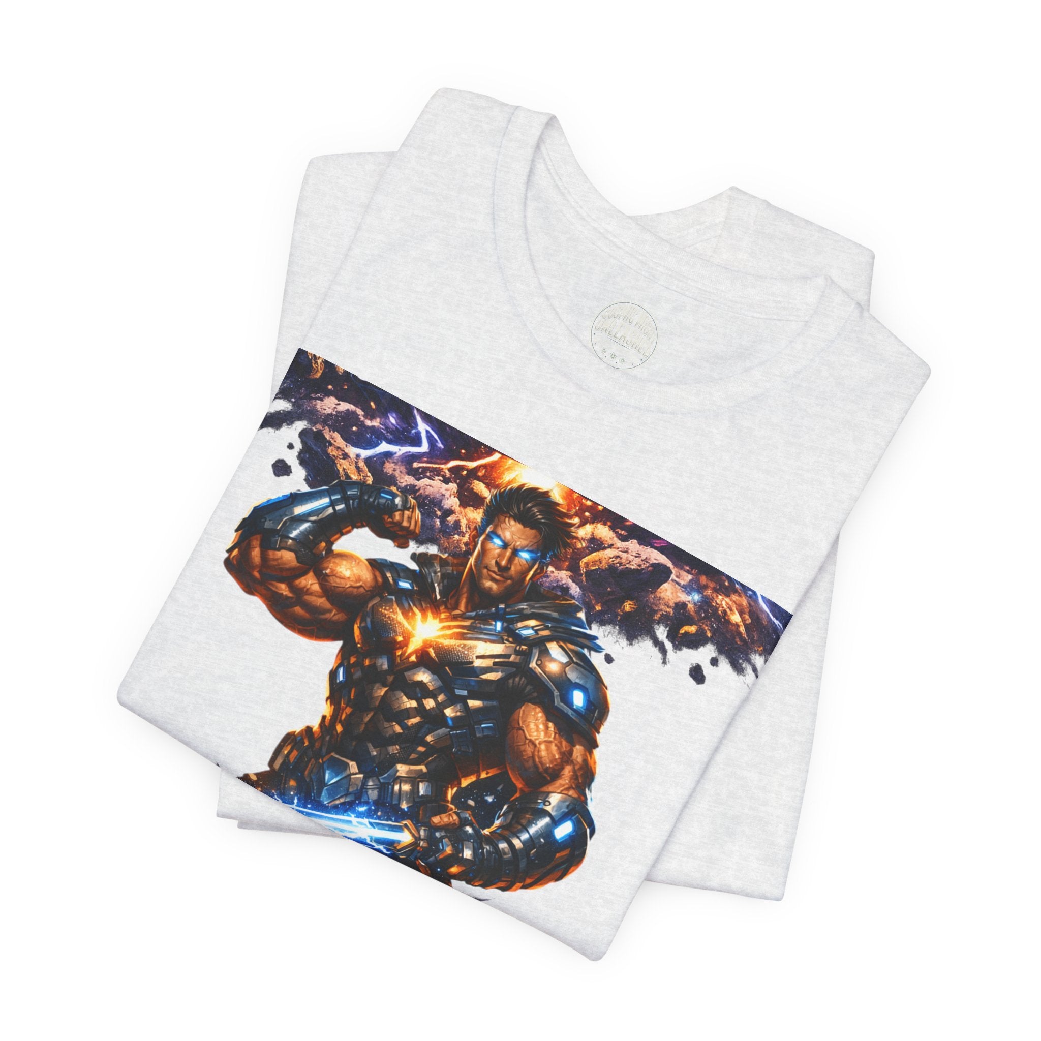 PRB Cosmic Might Unleashed Tee — Sci‑Fi Superhero Graphic T-Shirt by Printify