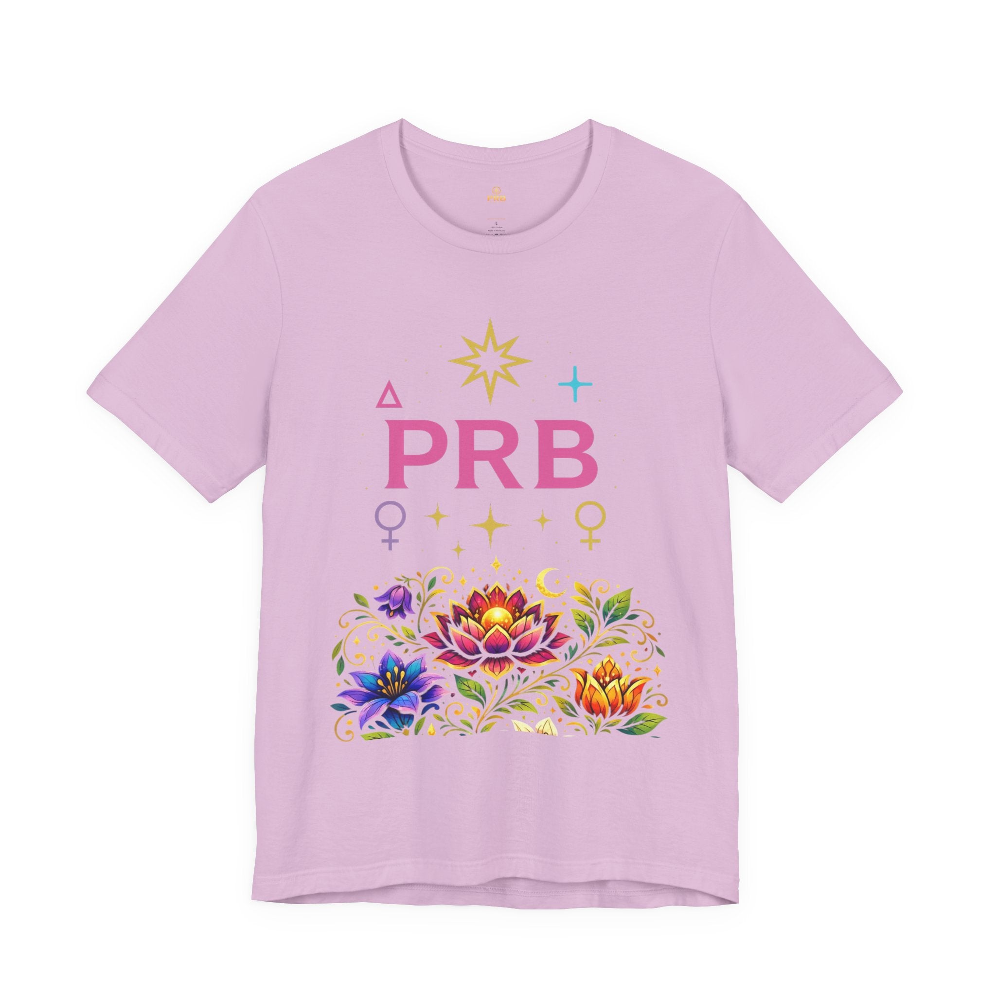 Pretty Rich Bitch The Collection by PRB Floral Lotus T‑Shirt — Colorful Spiritual Symbol Tee by Power Runs Black
