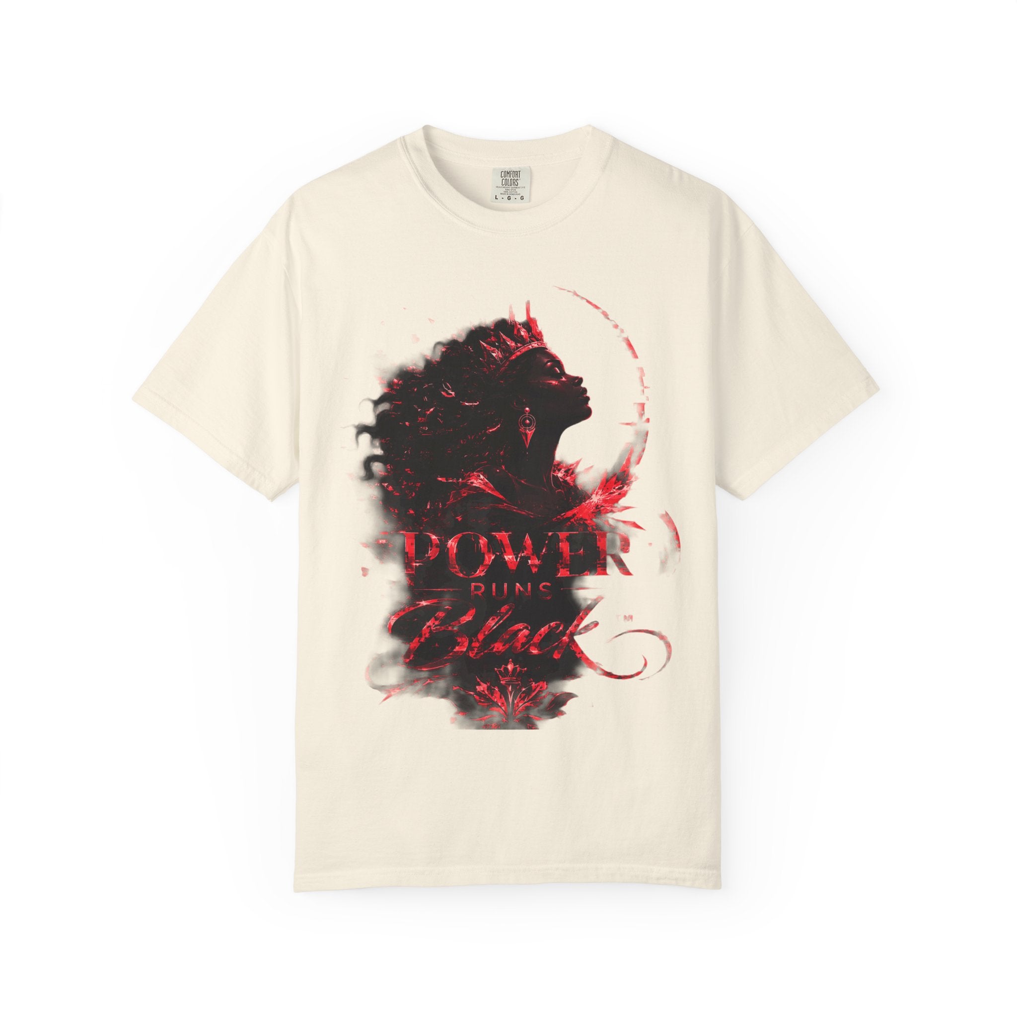 Power Runs Black Crown T-Shirt | Gothic Silhouette Artwork by Power Runs Black