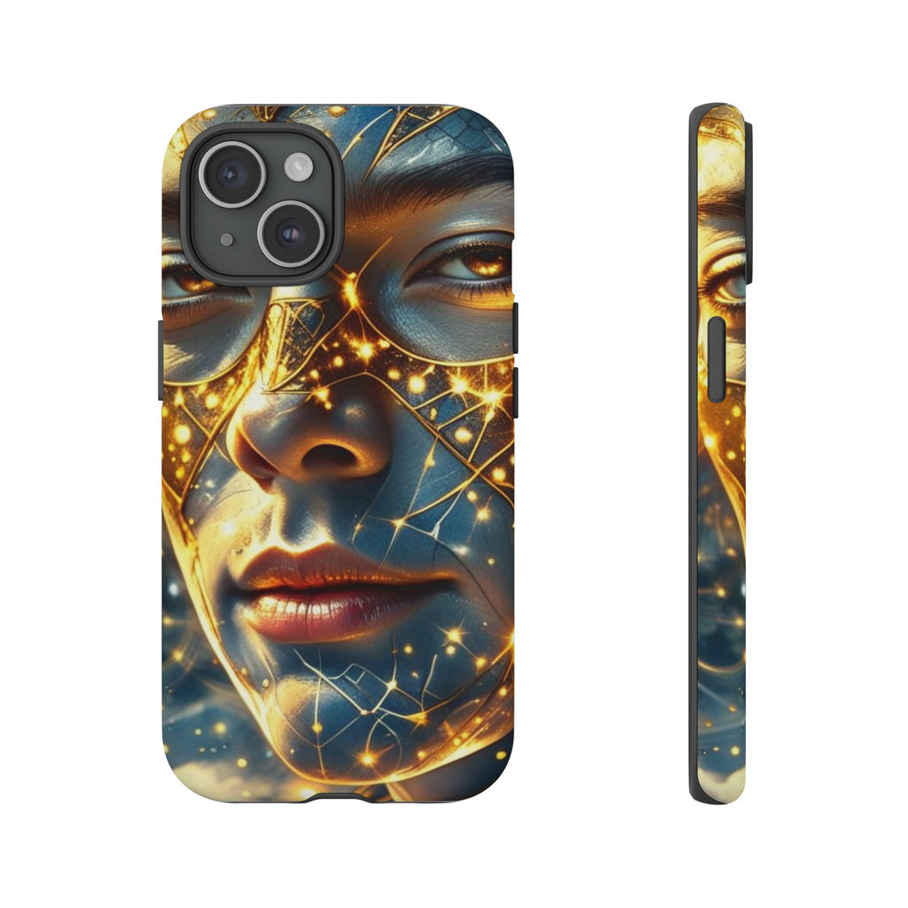PRB Galactic Portrait Tough Case | Cosmic Face Phone Case, Starry Nebula Design by Power Runs Black