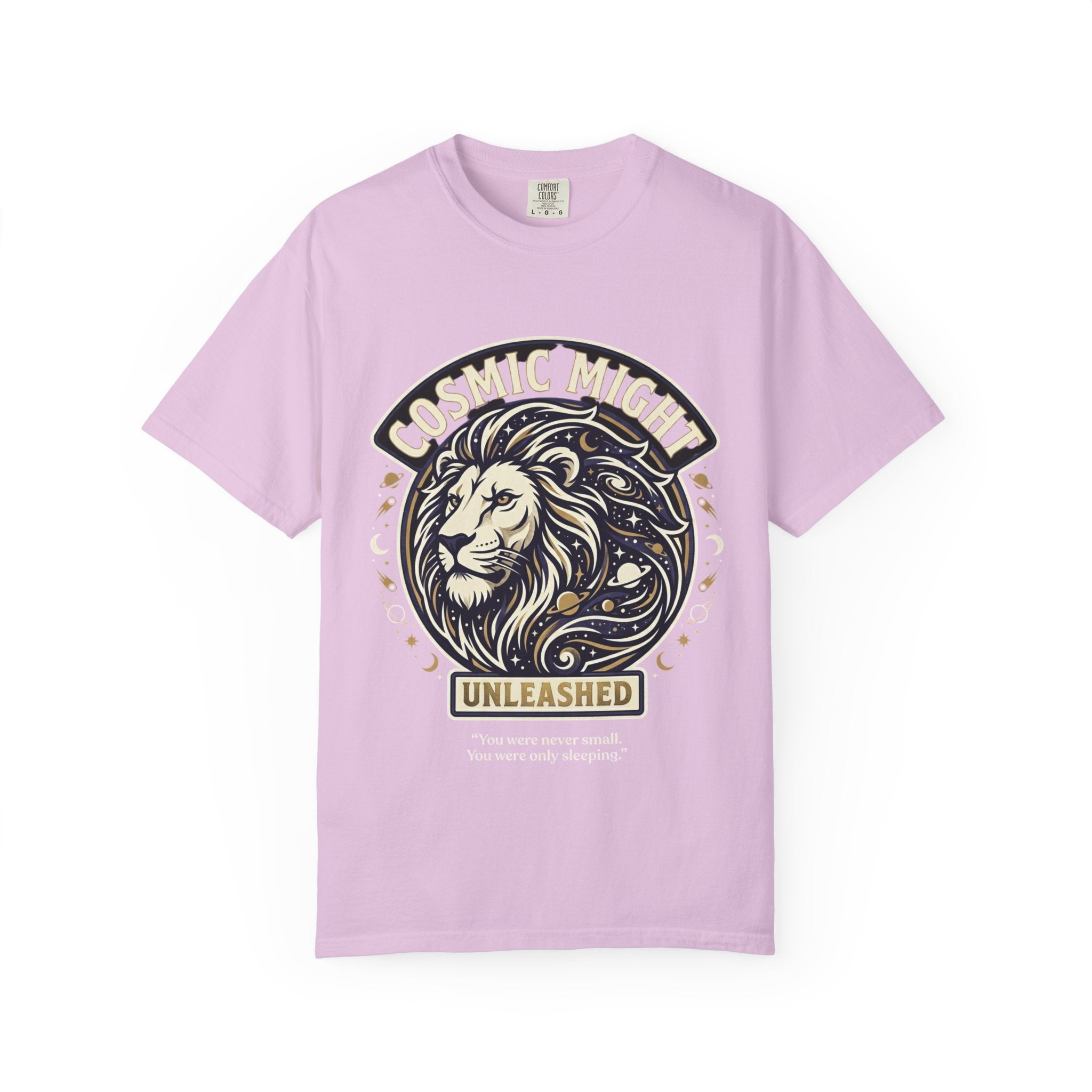 PRB Starforged Flex Cosmic Might Unleashed Lion Graphic T-Shirt — "Unleashed" Inspirational Lion Tee by Power Runs Black