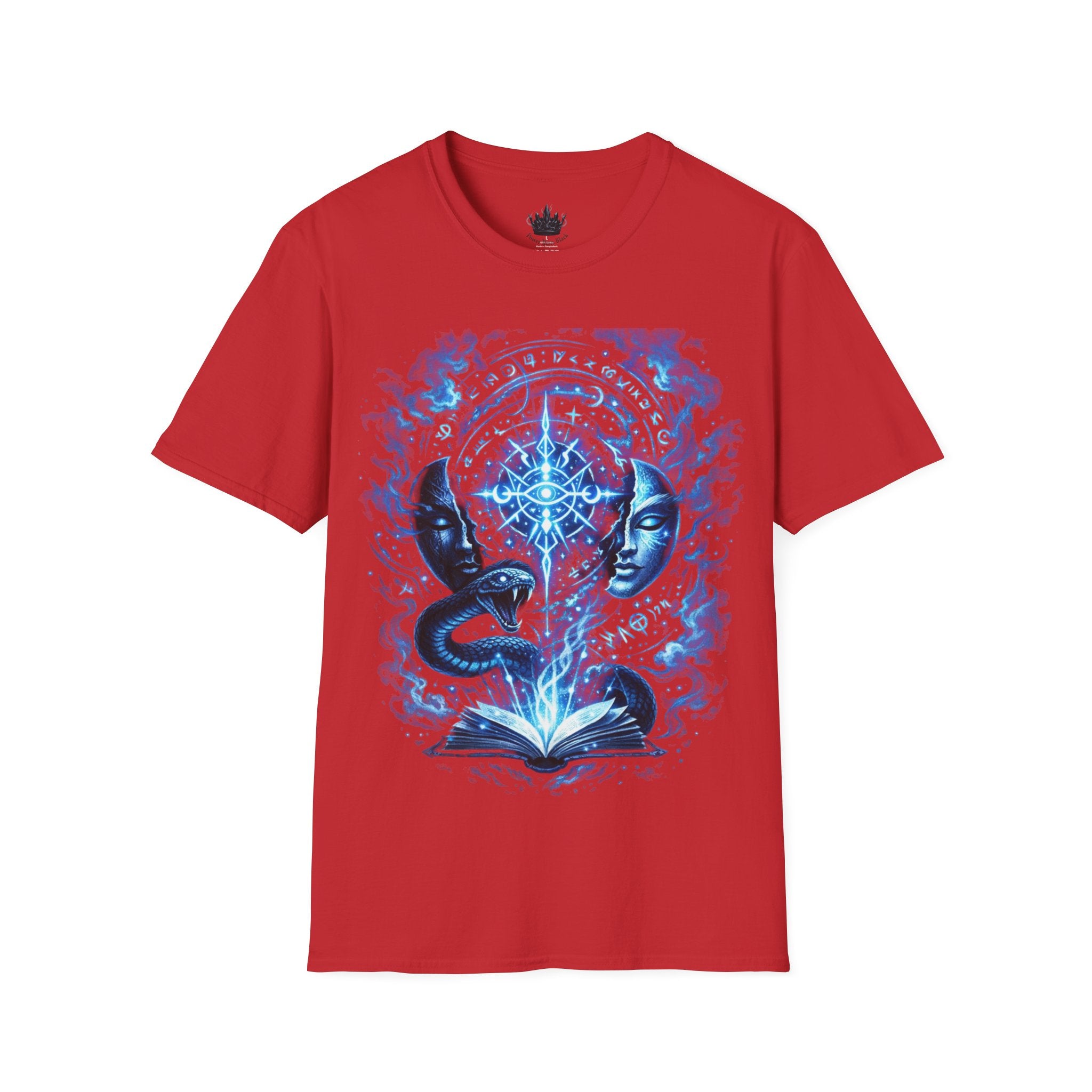 PRB Mystic Oceanic Spell T-Shirt — Blue Serpent & Moon Magic Tee by Power Runs Black