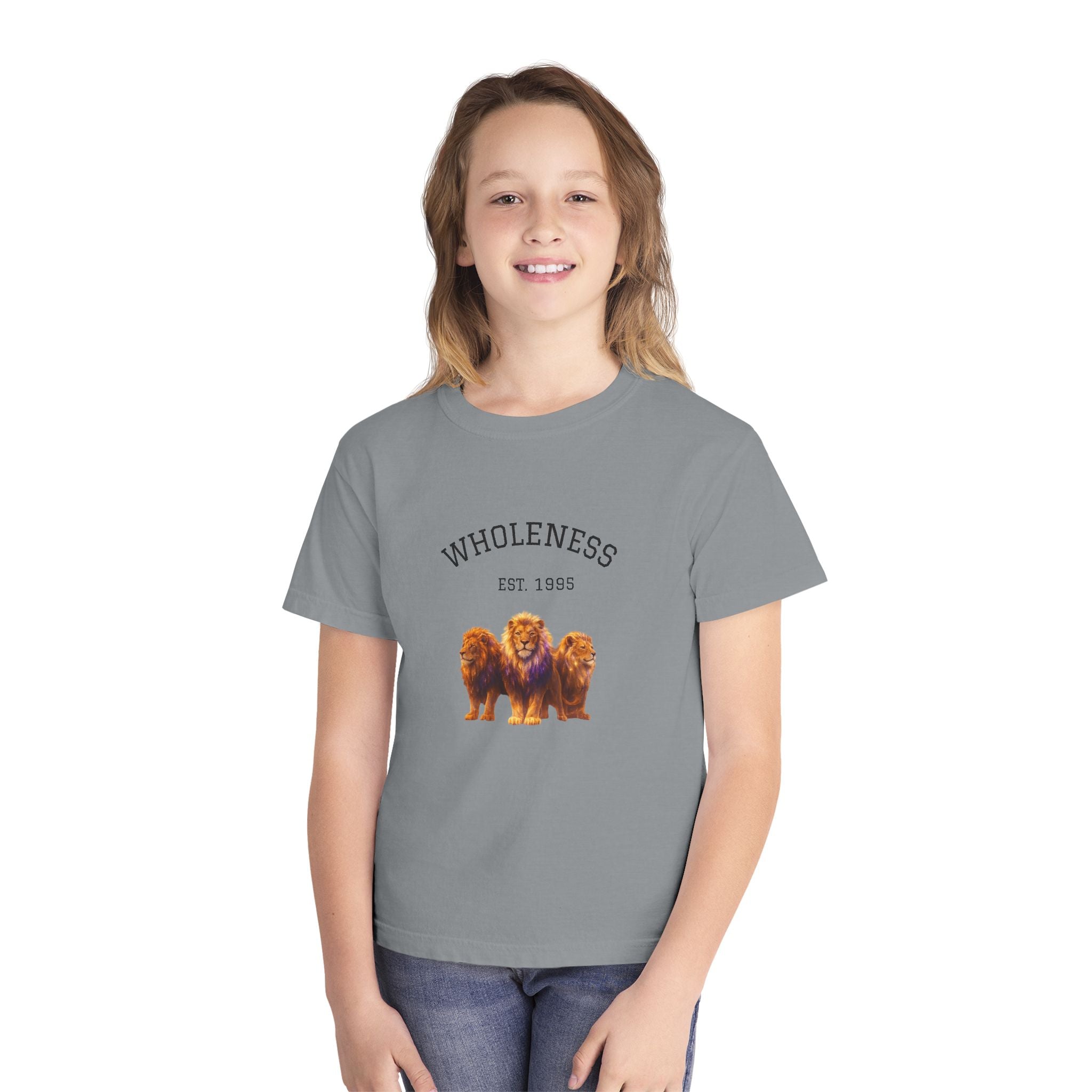 Power Runs Black PRB Youth Tee — "Wholeness Est. 1995" Lion Graphic Kids Shirt by Power Runs Black