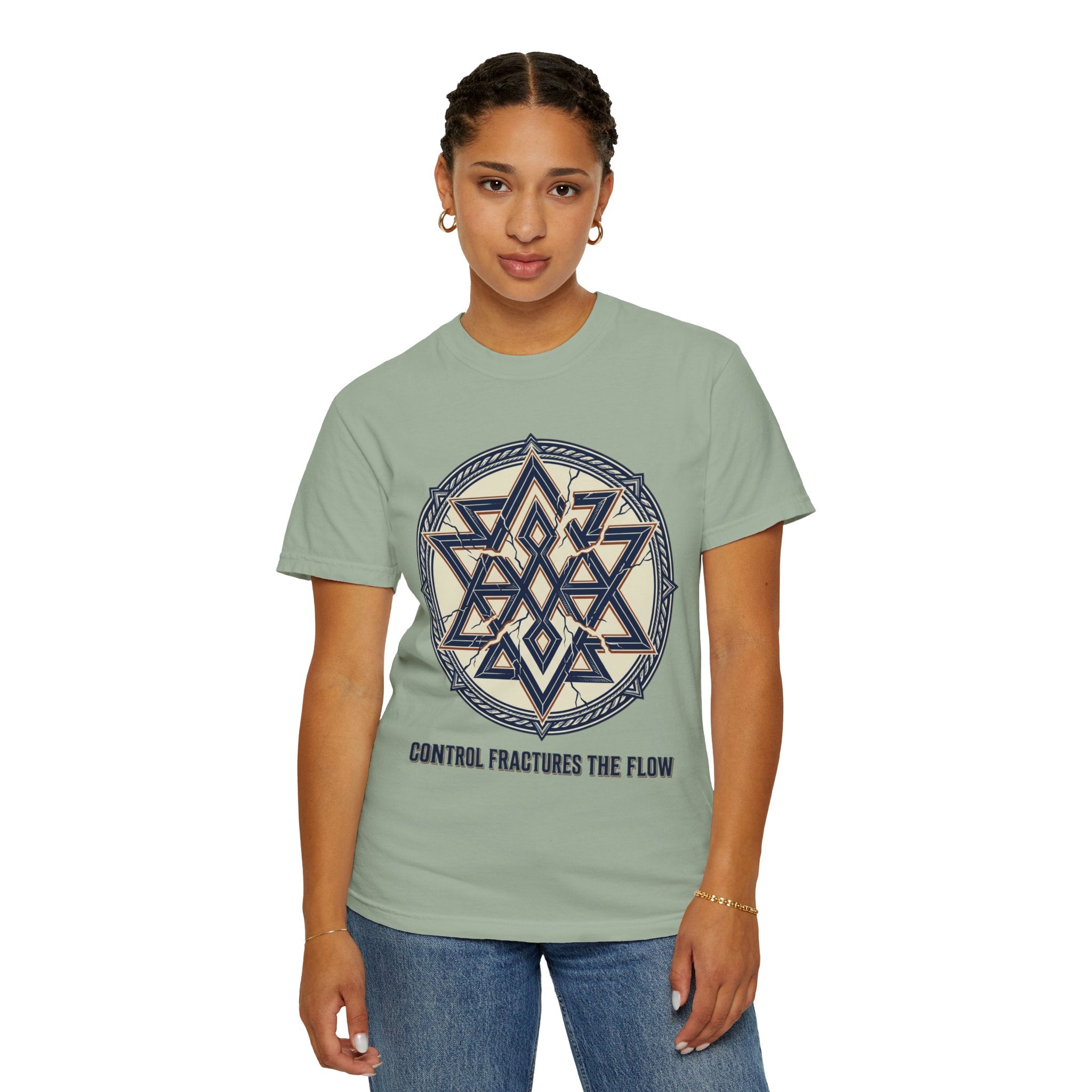 Power Runs Black PRB Geometric Star Mandala T-Shirt — "Control Fractures the Flow" Graphic Tee by Power Runs Black