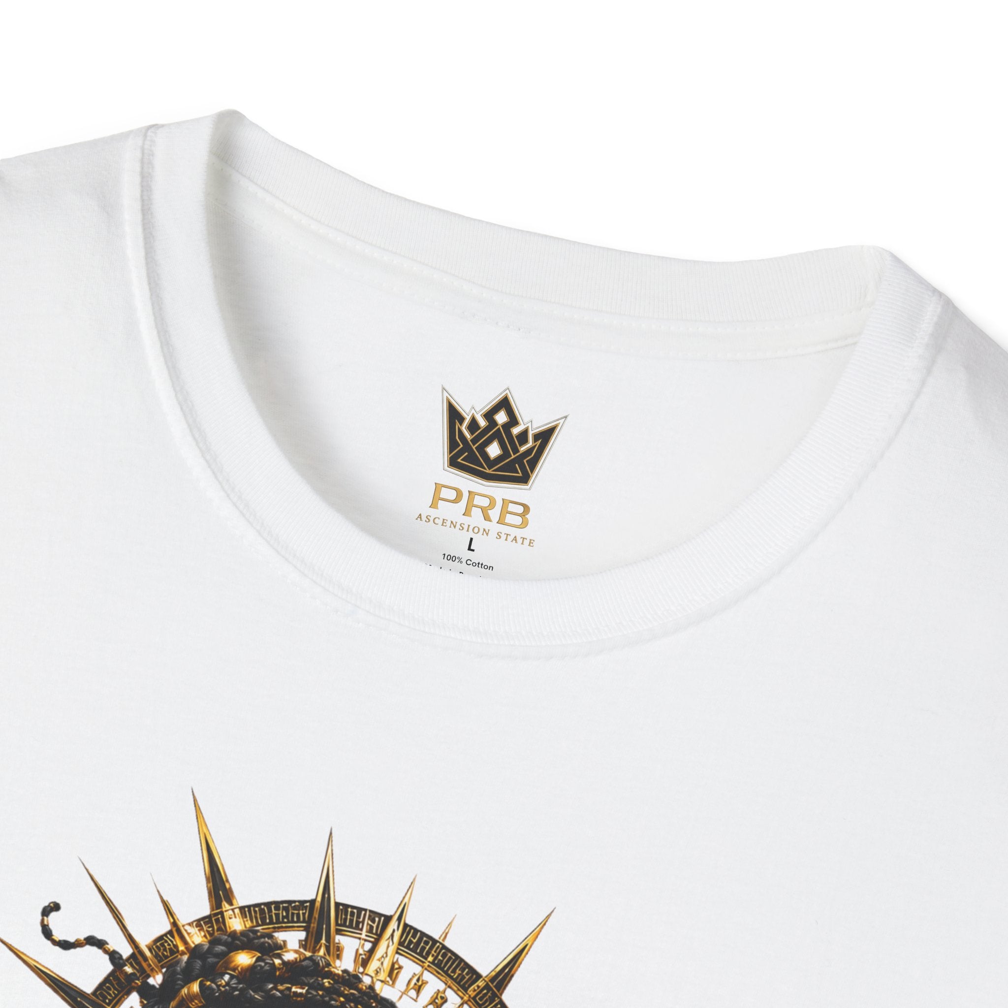 Power Runs Black PRB | Black Woman Portrait, Gold Accents Panther Graphics T by Printify