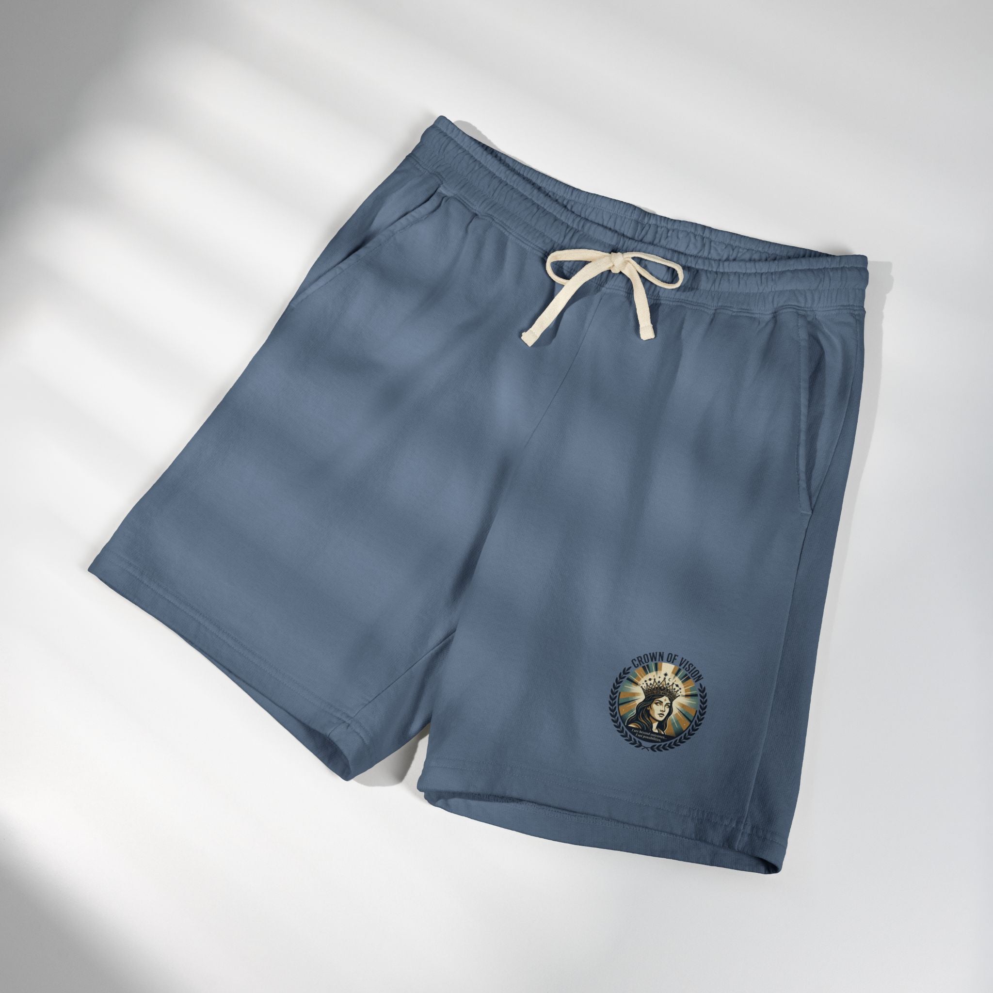 Power Runs Black Astra Star Graphic Sweat Shorts — Lightweight Fleece Lounge Shorts by Power Runs Black
