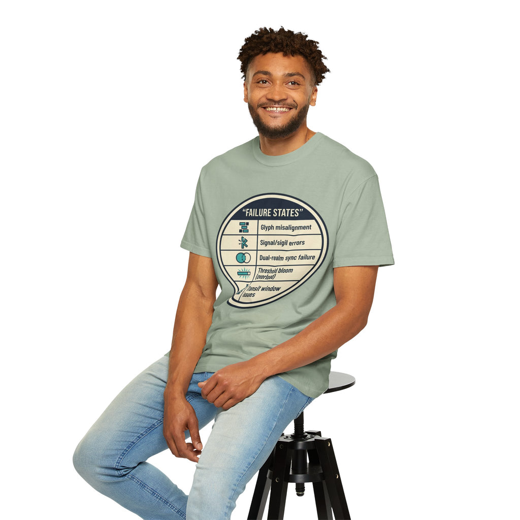 Power Runs Black PRB Failure States T-Shirt — Sci‑Fi Status Badge Graphic Tee by Printify