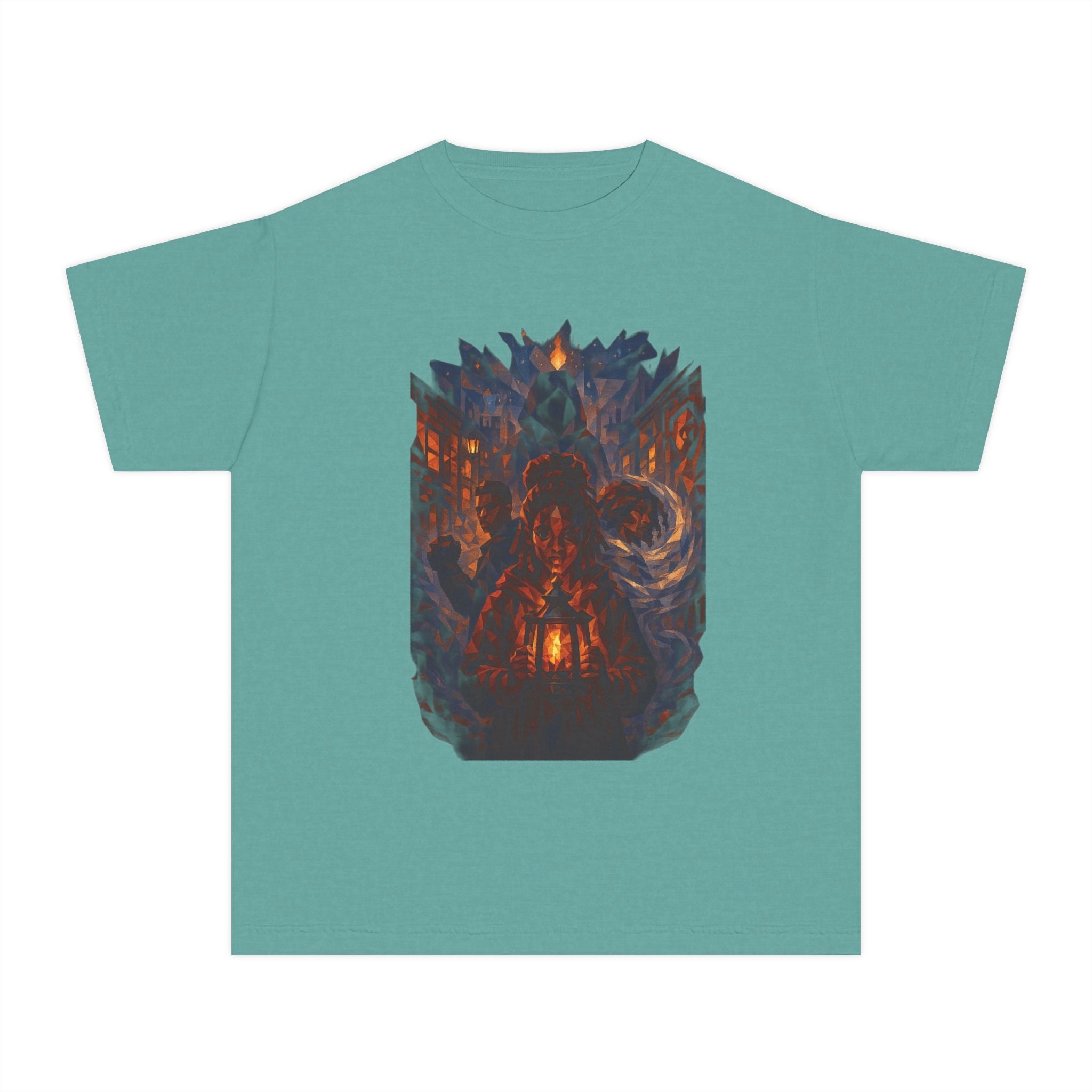 Power Runs Black PRB Youth Tee - Haunted Lantern Fantasy Forest Graphic by Power Runs Black