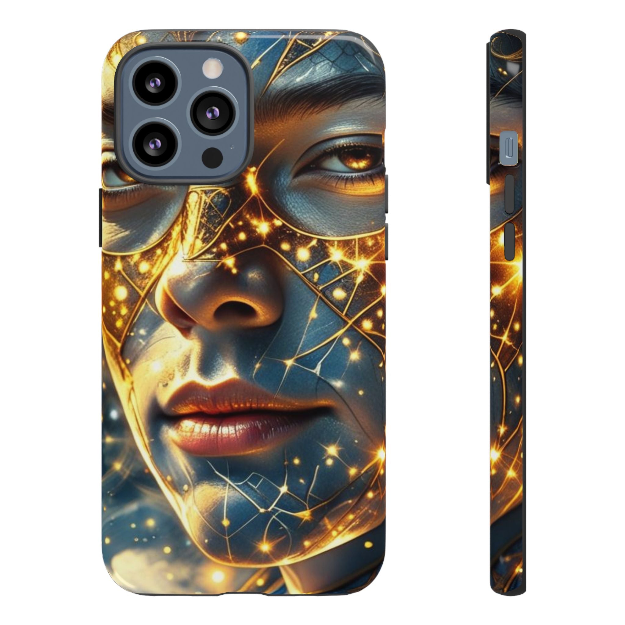 PRB Galactic Portrait Tough Case | Cosmic Face Phone Case, Starry Nebula Design by Power Runs Black