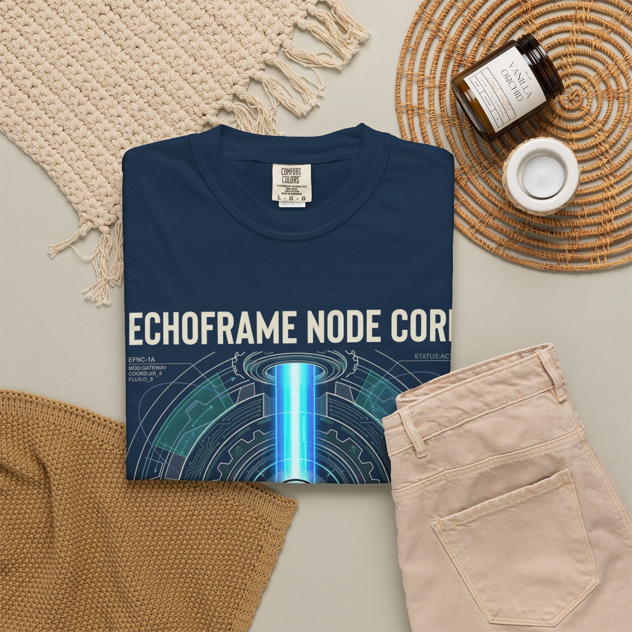 Power Runs Black PRB Echoframe Node Core T-Shirt — Futuristic Tech Graphic Tee by Power Runs Black