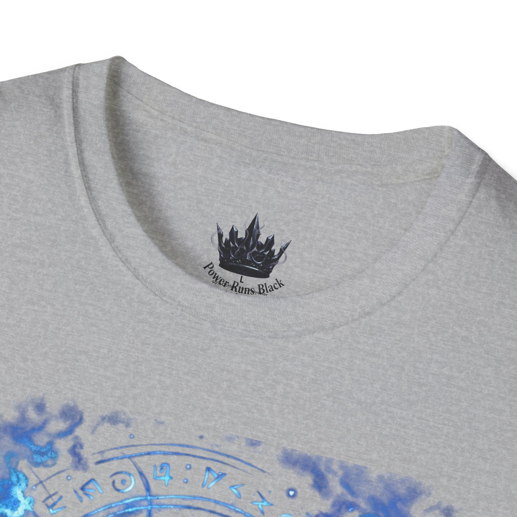 PRB Mystic Oceanic Spell T-Shirt — Blue Serpent & Moon Magic Tee by Power Runs Black