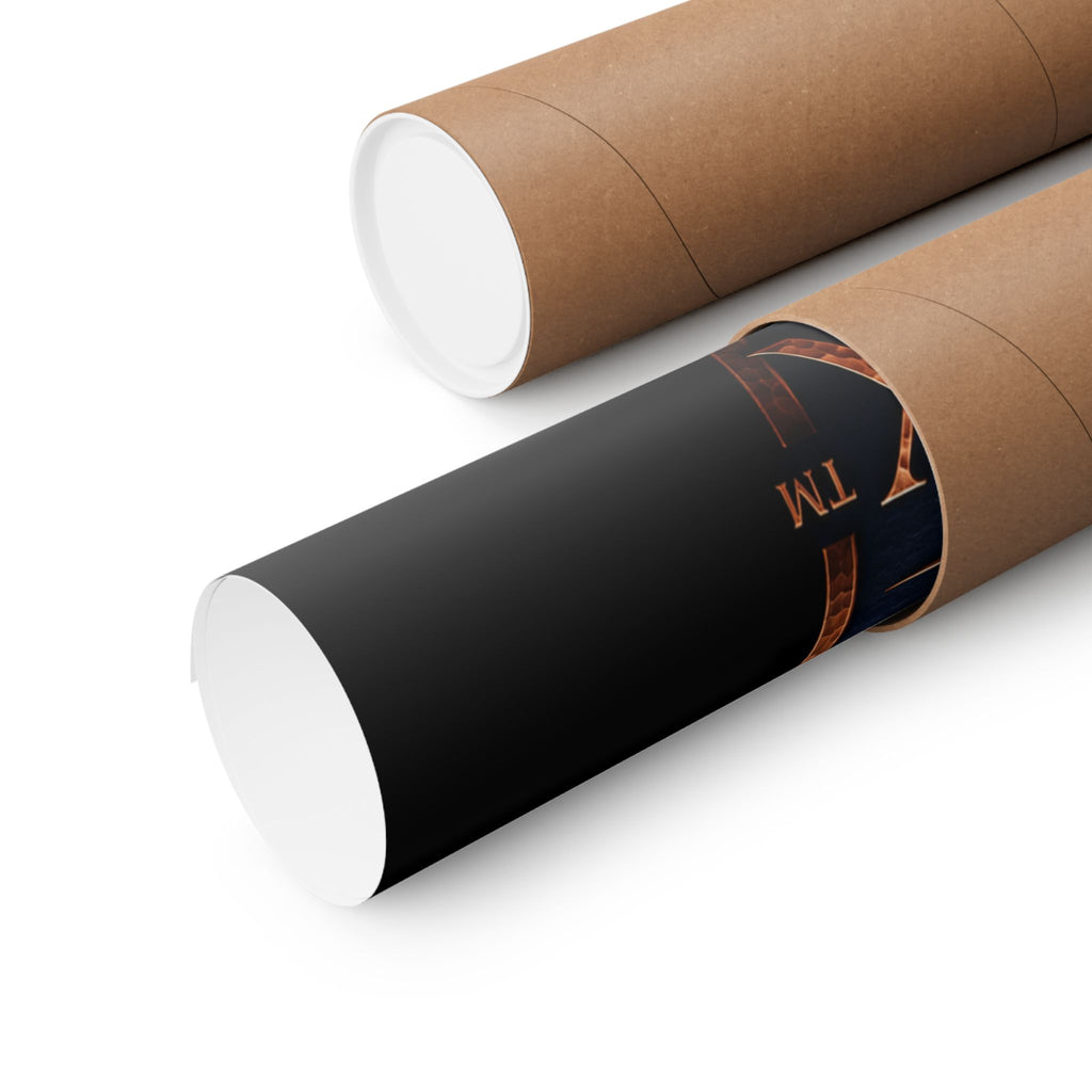 Power Runs Black Matte Poster — Regal Lion Crest Wall Art by Power Runs Black