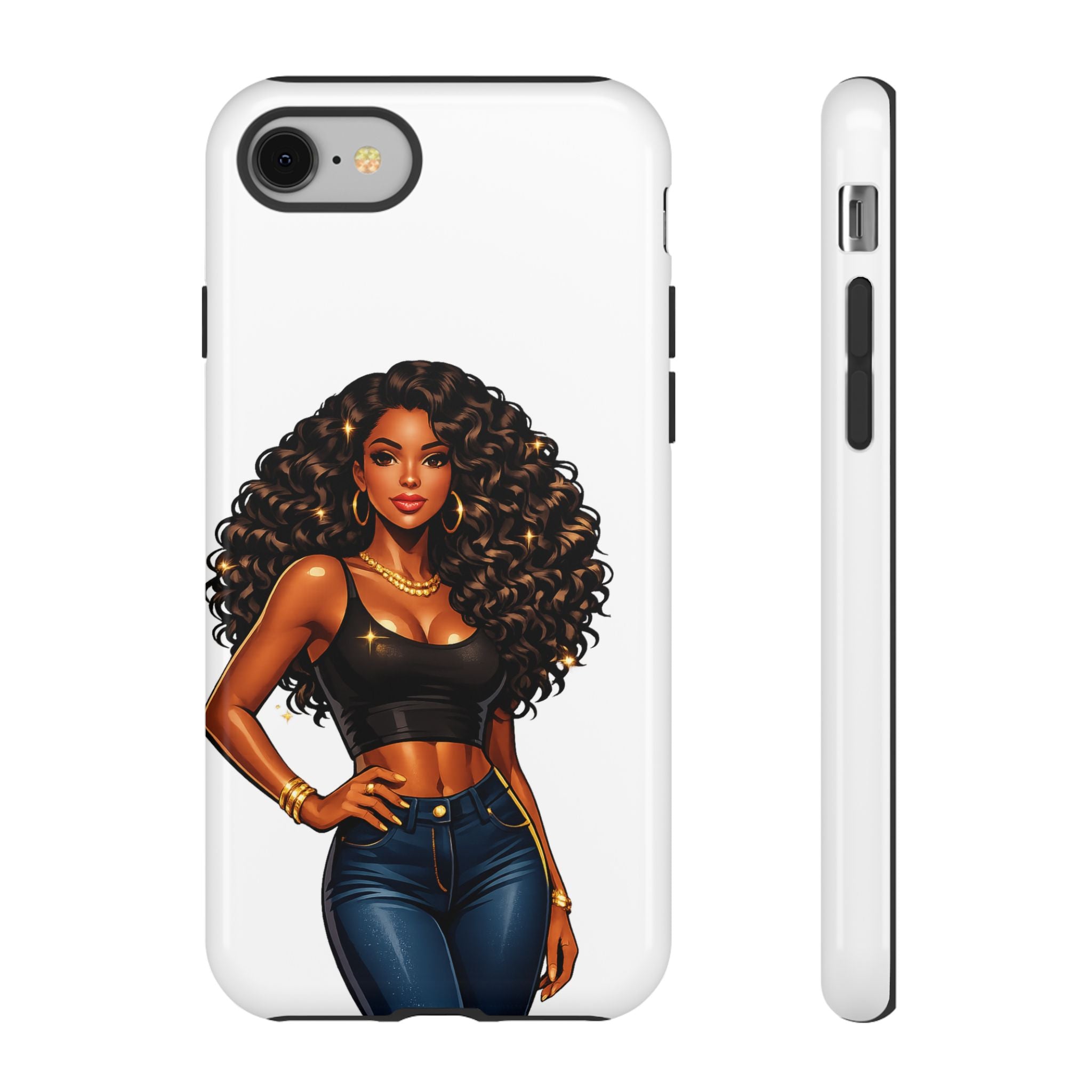 Pretty Rich Bitch by PRB Curly Hair Phone Case by Power Runs Black