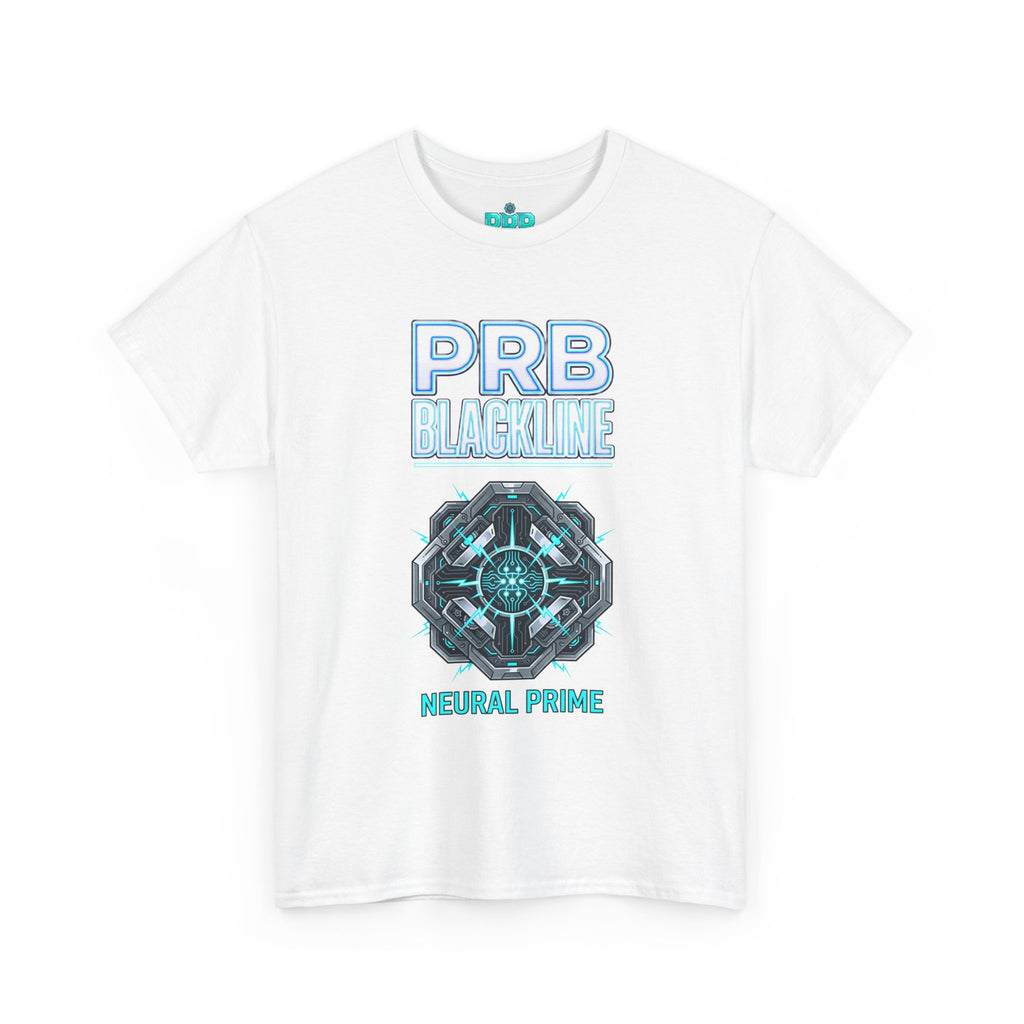 PRB Blackline Neural Prime Tech Tee — Futuristic Sci‑Fi Circuit Graphic T-Shirt by Power Runs Black