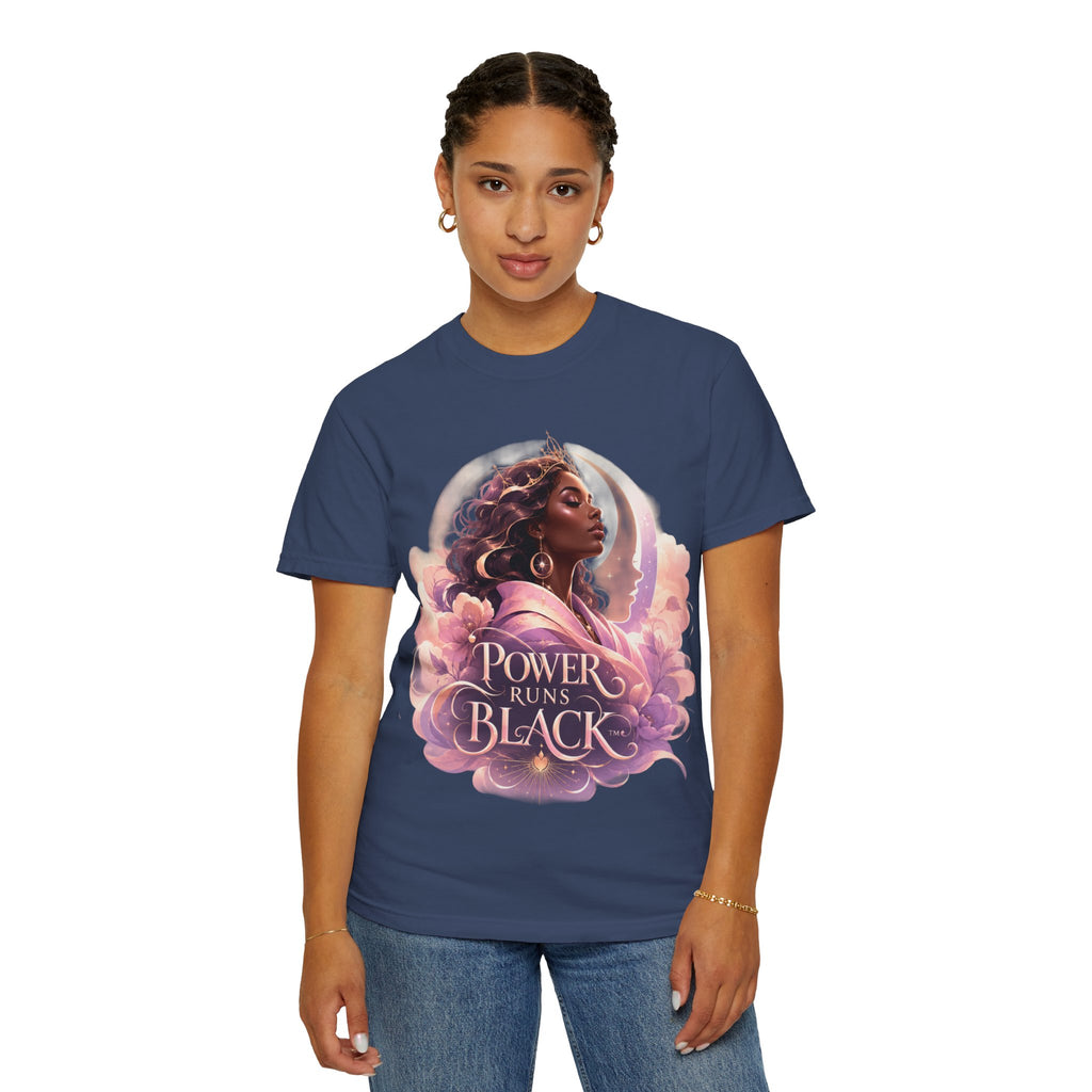 Power Runs Black graphic tee | Black woman portrait, Afro empowerment shirt by Power Runs Black