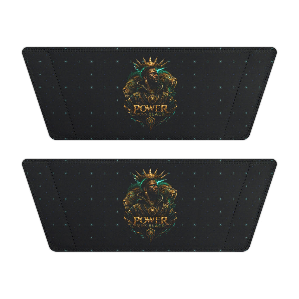 Power Runs Black Slide Sandals - Black Mythical Crest Logo Slides for Men by Power Runs Black