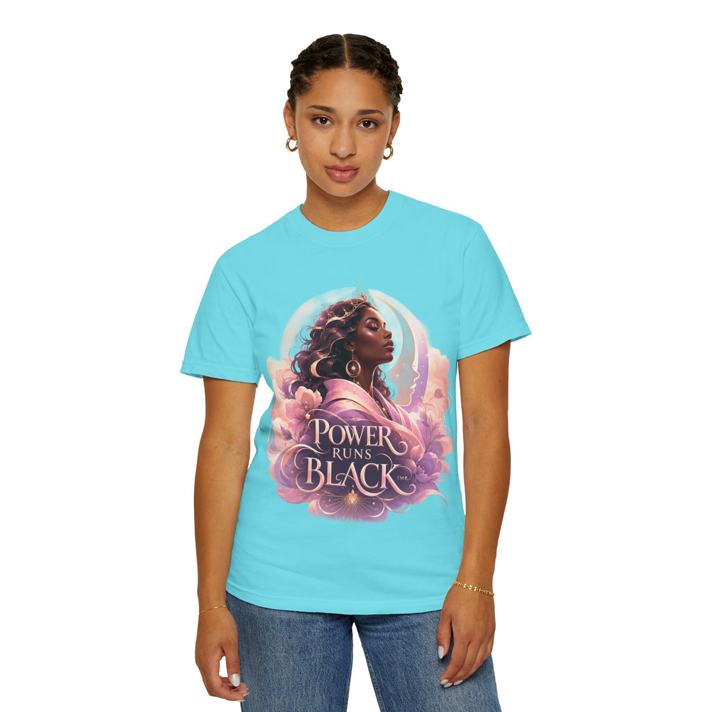Power Runs Black graphic tee | Black woman portrait, Afro empowerment shirt by Power Runs Black