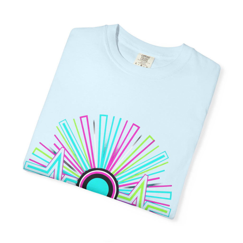 Power Runs Black PRB Electric "Move With Pulse" Graphic T-Shirt — Neon Sunburst Design by Printify