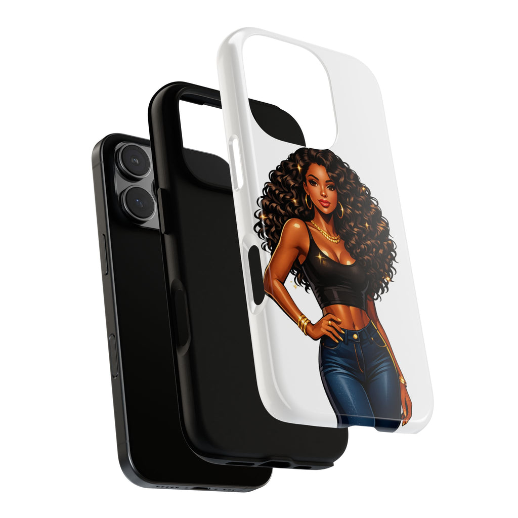 Pretty Rich Bitch by PRB Curly Hair Phone Case by Power Runs Black