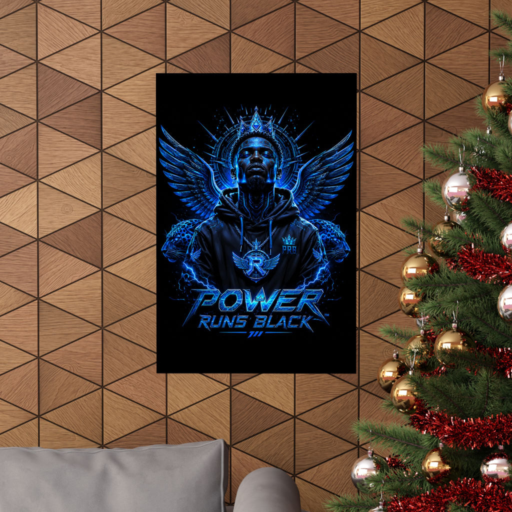 Power Runs Black Matte Poster — Urban Angel Portrait Wall Art by Power Runs Black