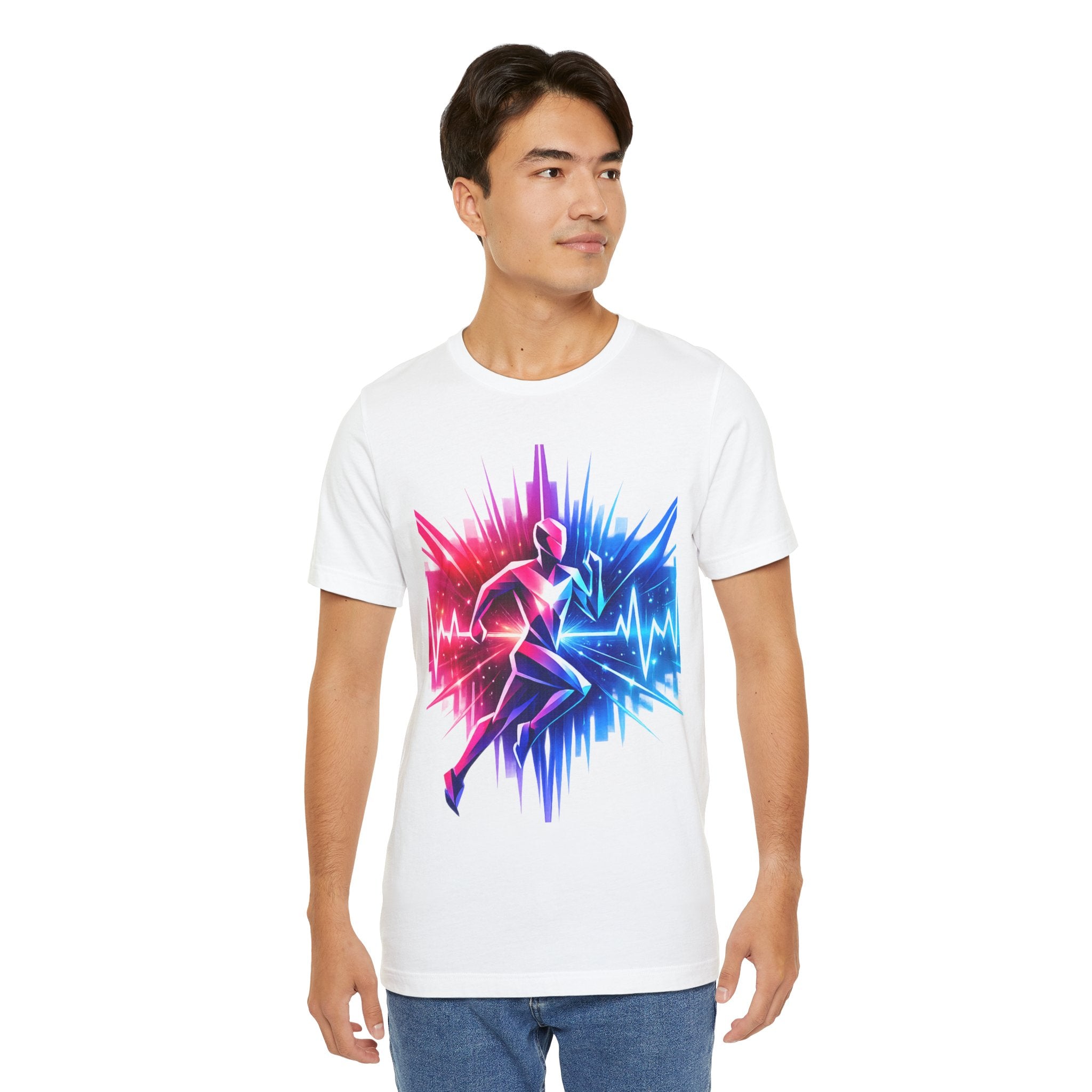Power Runs Black PRB Running Pulse Graphic Tee — Neon Runner Heartbeat Sports T‑Shirt by Power Runs Black